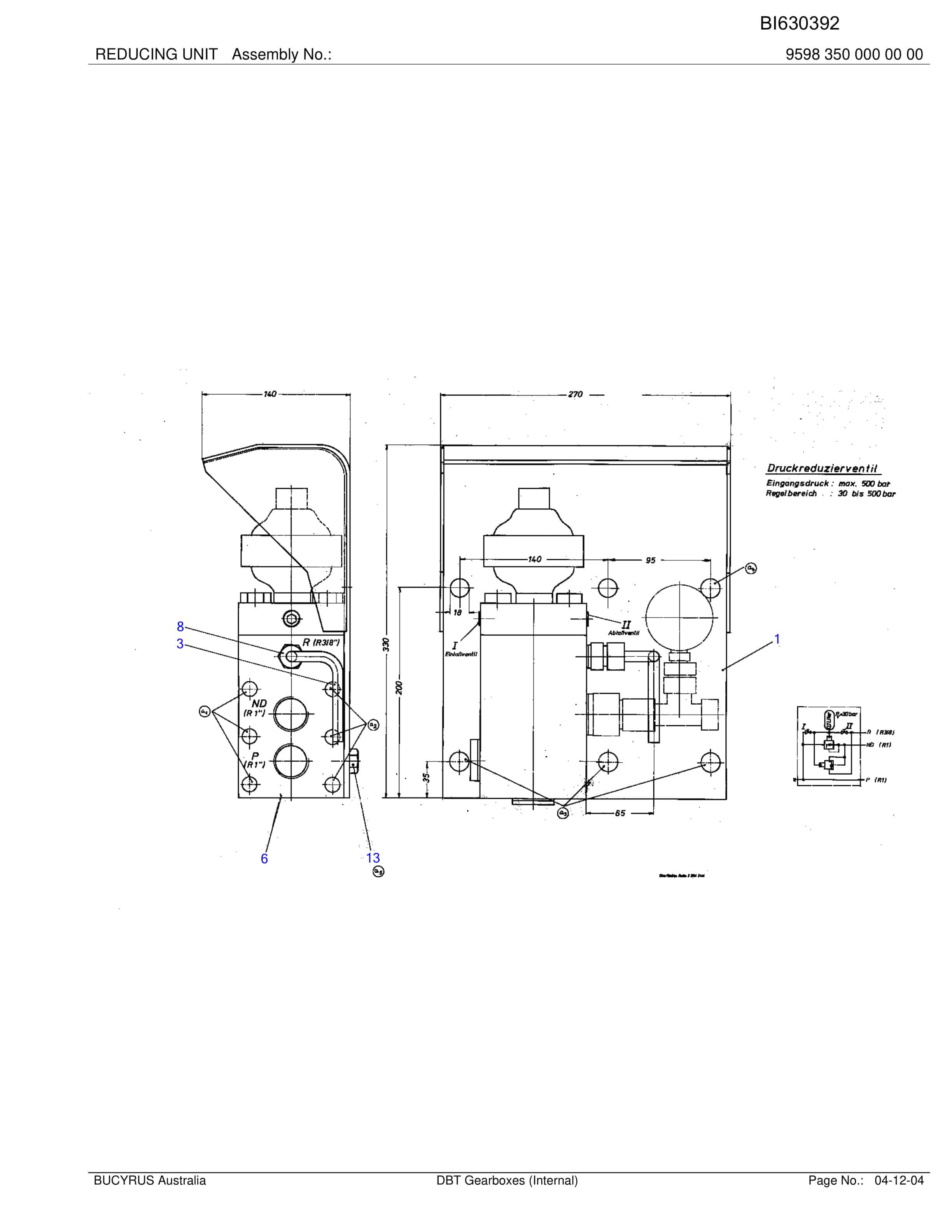 Bucyrus DBT Gearboxes (Internal) Parts Catalog BI630392-4