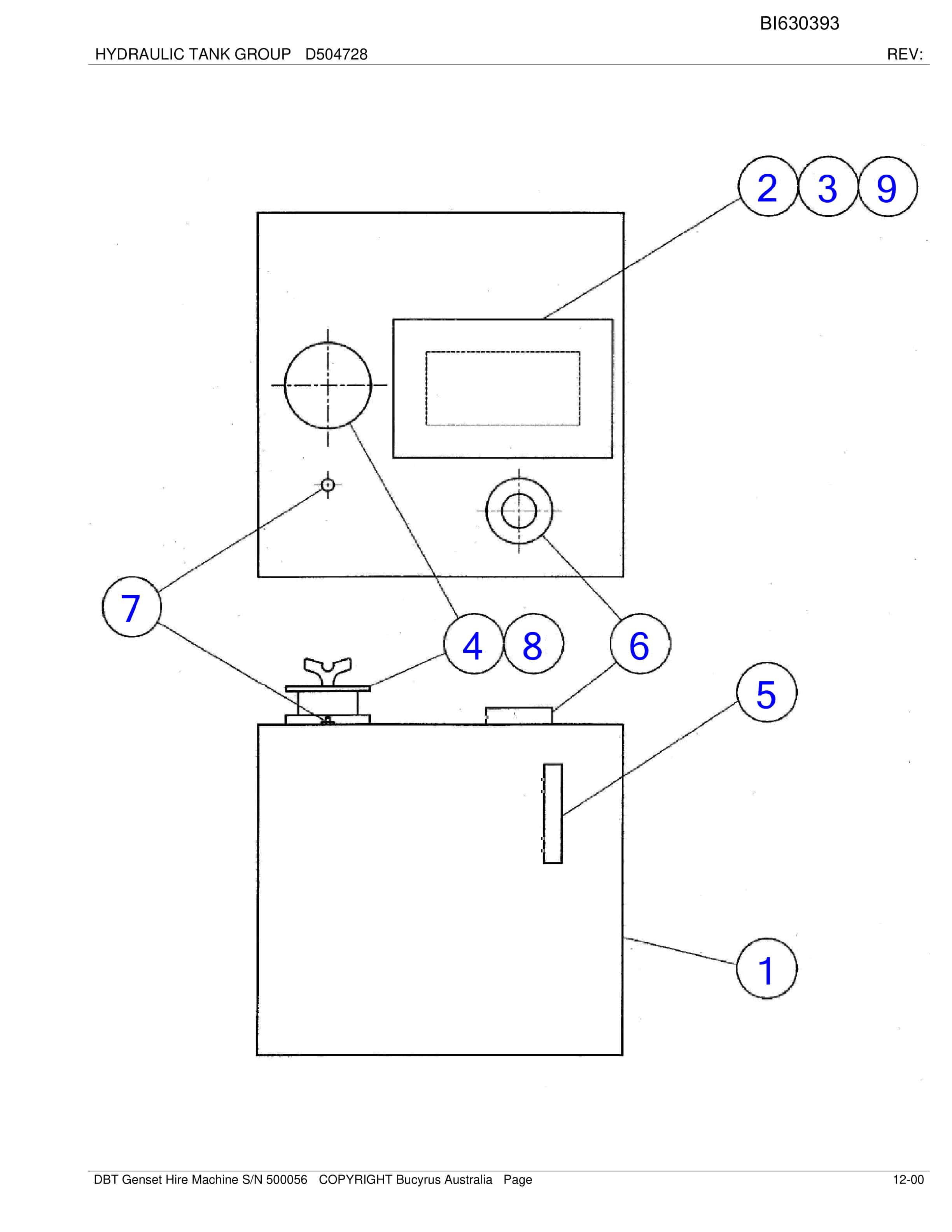 Bucyrus DBT Genset Hire Machine Parts Catalog BI630393-2