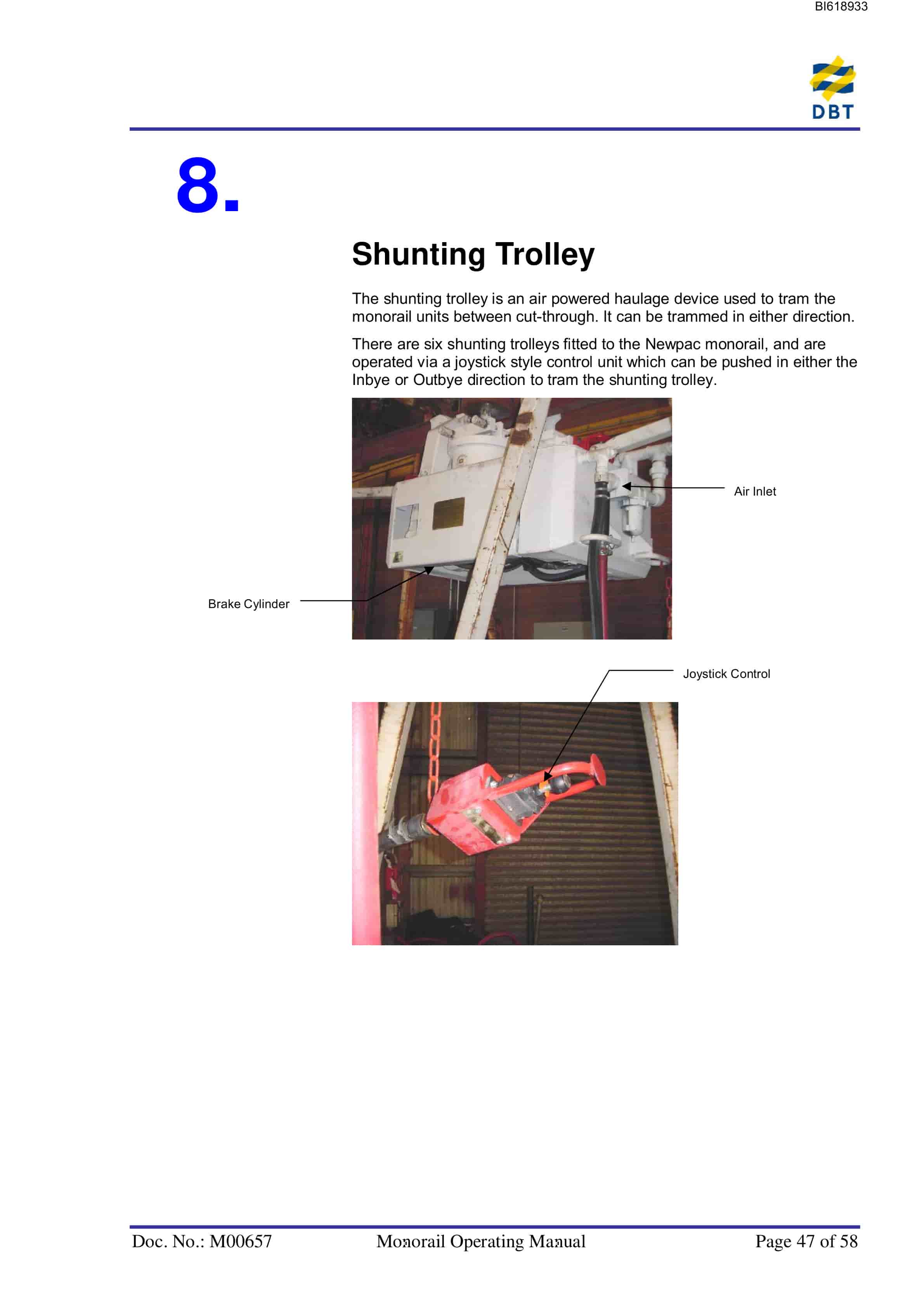 Bucyrus DBT Newpac Monorail Technical Manual BI618933-5
