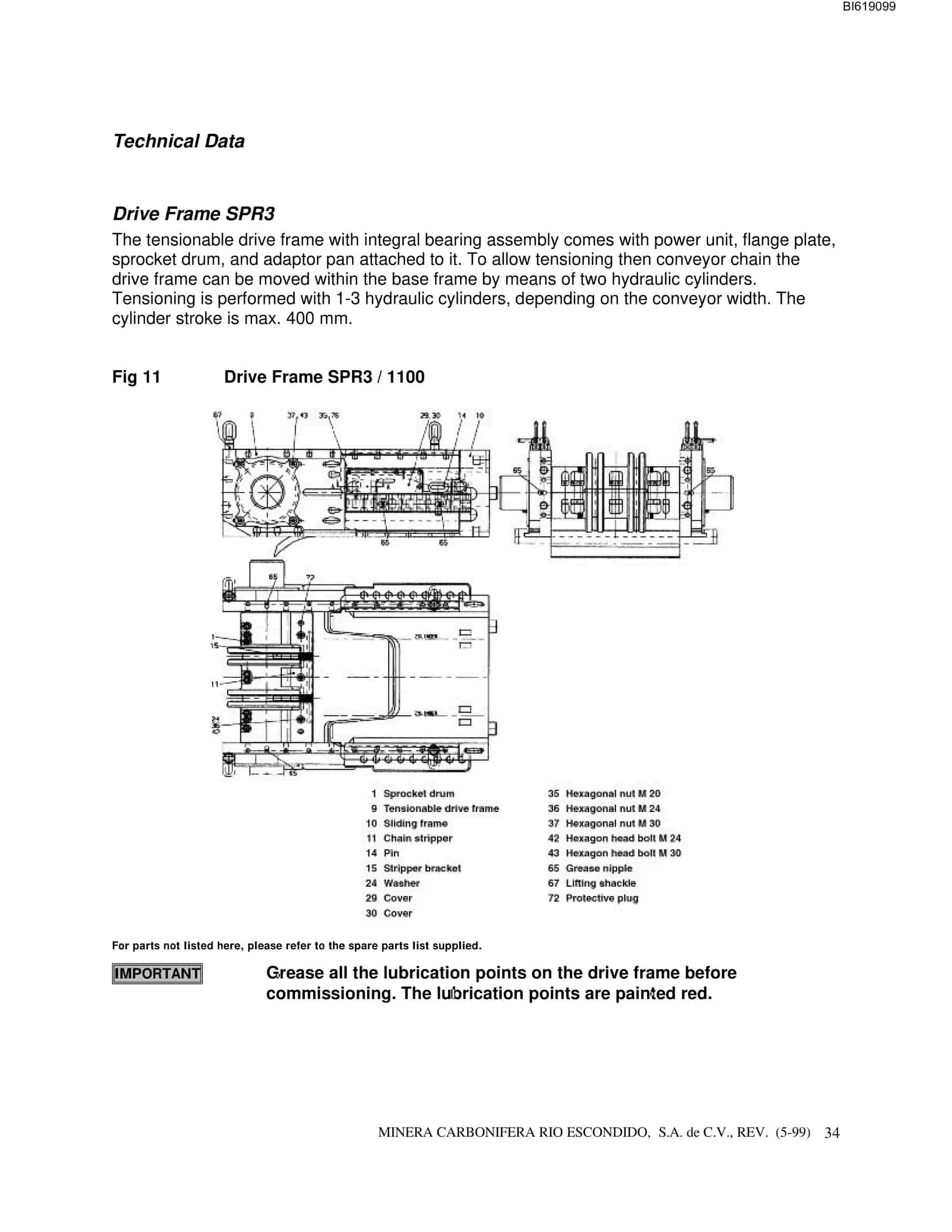 Bucyrus DBT - SPR3 Drive Frame Technical Manual BI619099-3