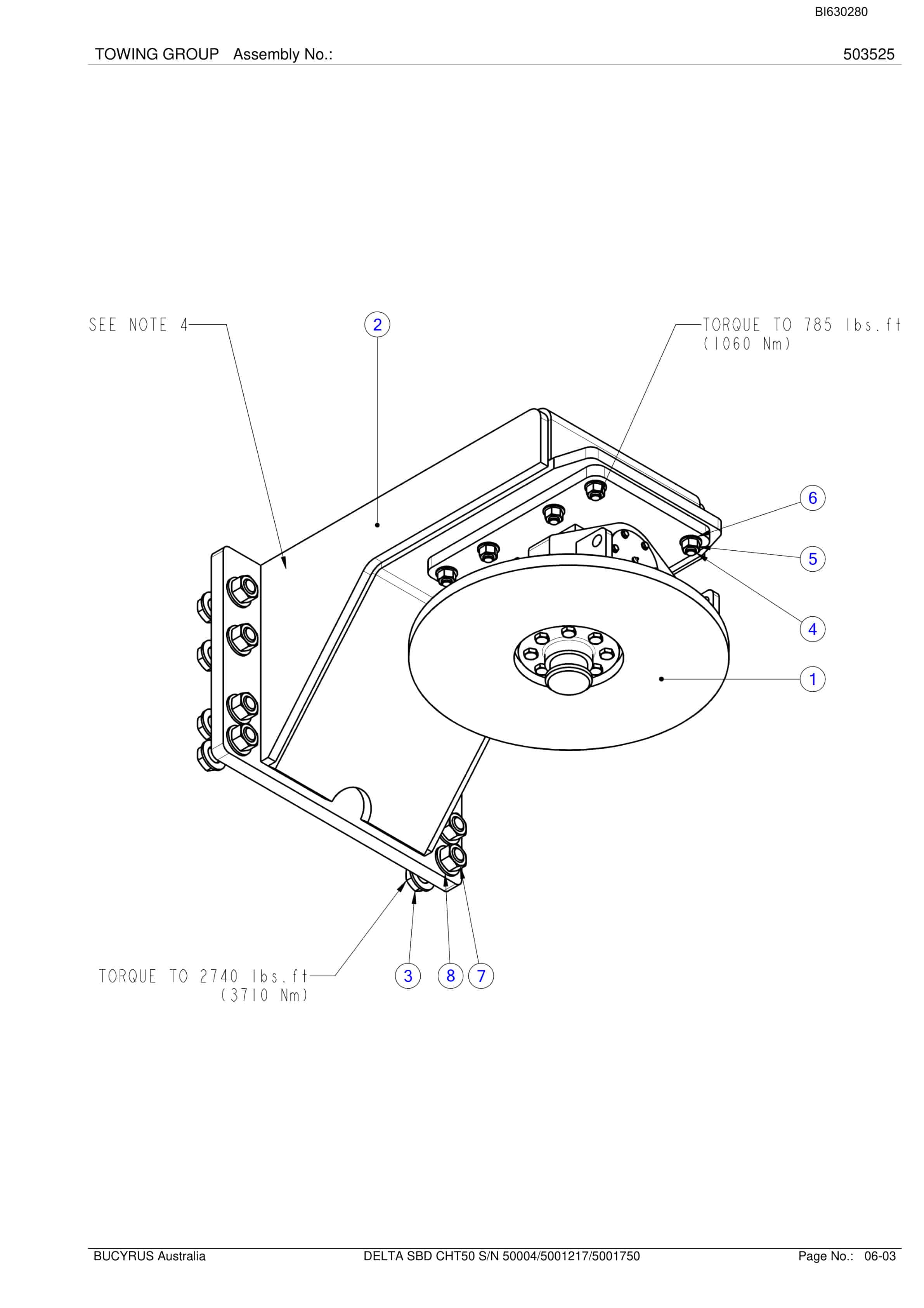 Bucyrus Delta SBD CHT50 2012 Parts Catalog BI630280-3