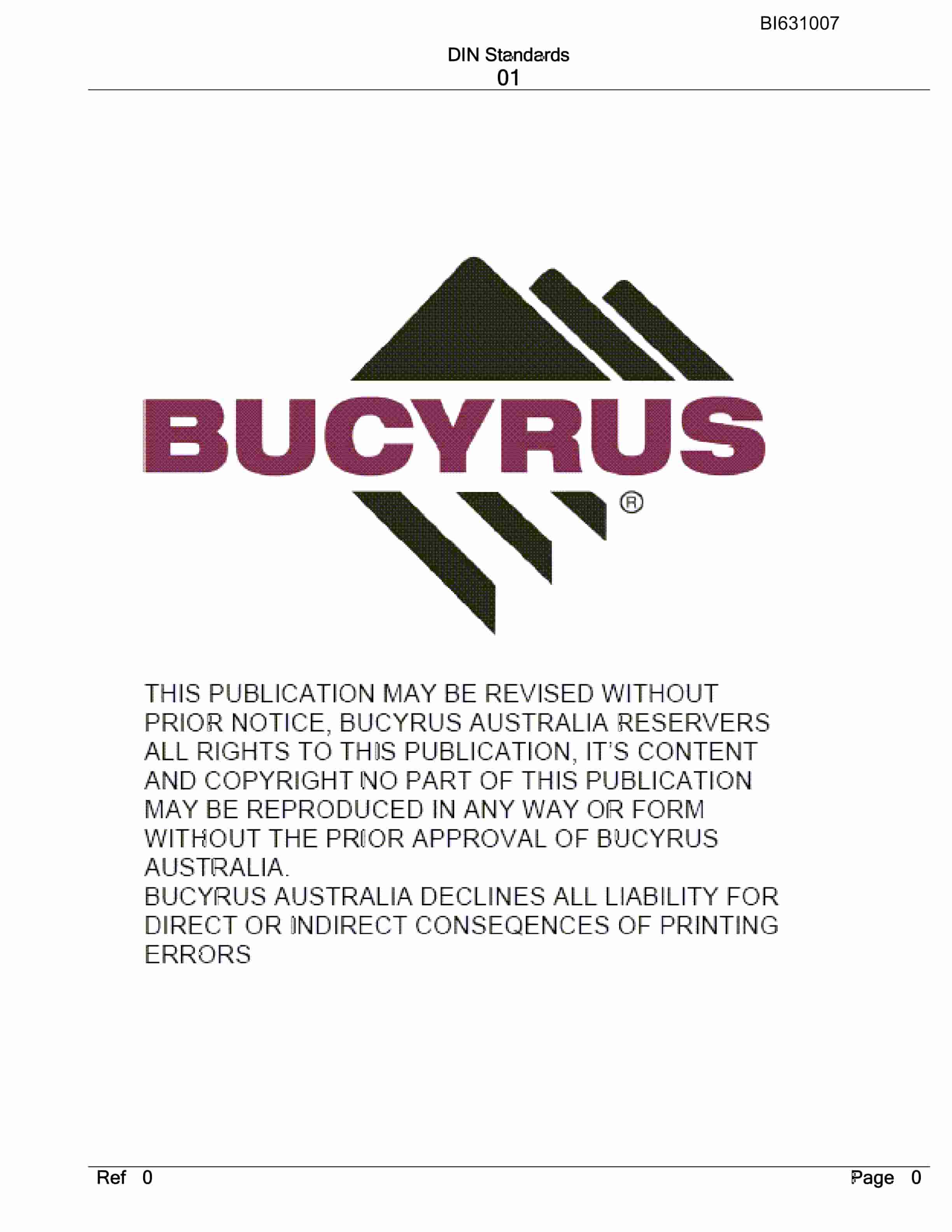 Bucyrus DIN Standards Parts Catalog BI631007