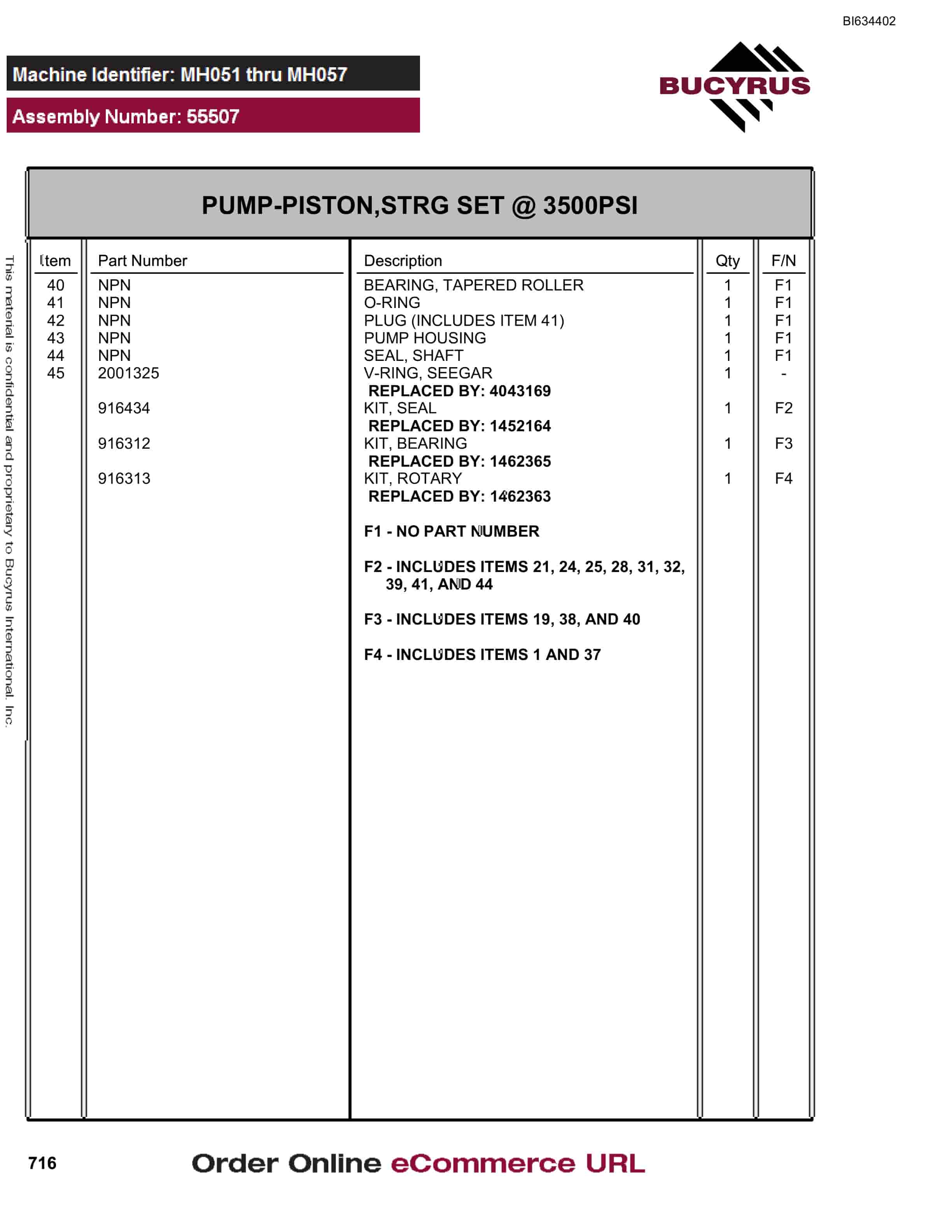Bucyrus (D)MT4400 Parts Catalog BI634402-5