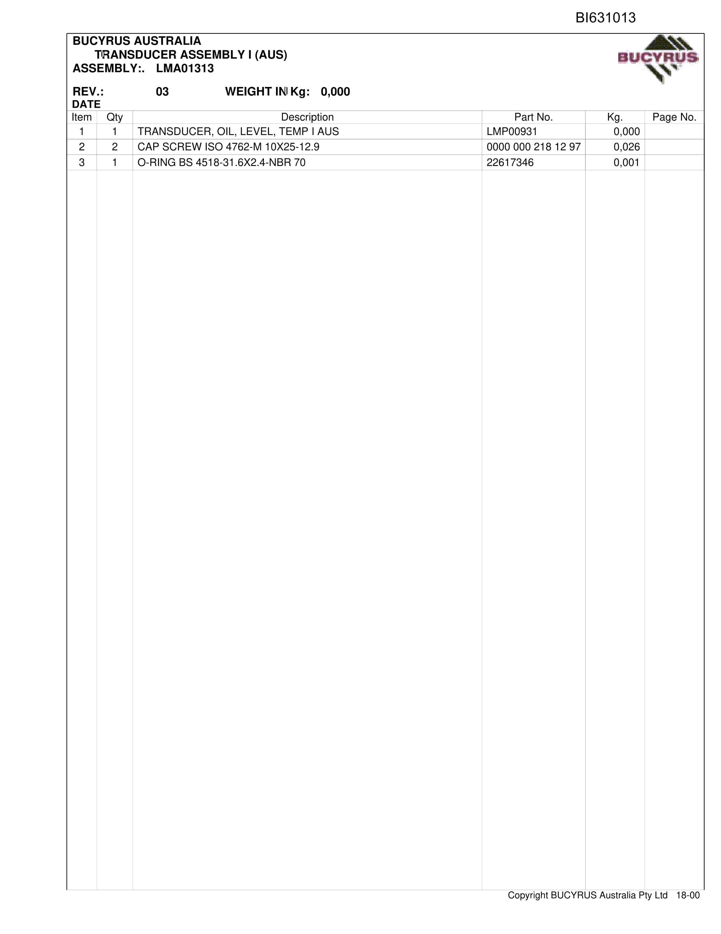 Bucyrus EL57B-039 Haulage Unit LH Parts Catalog BI631013-4