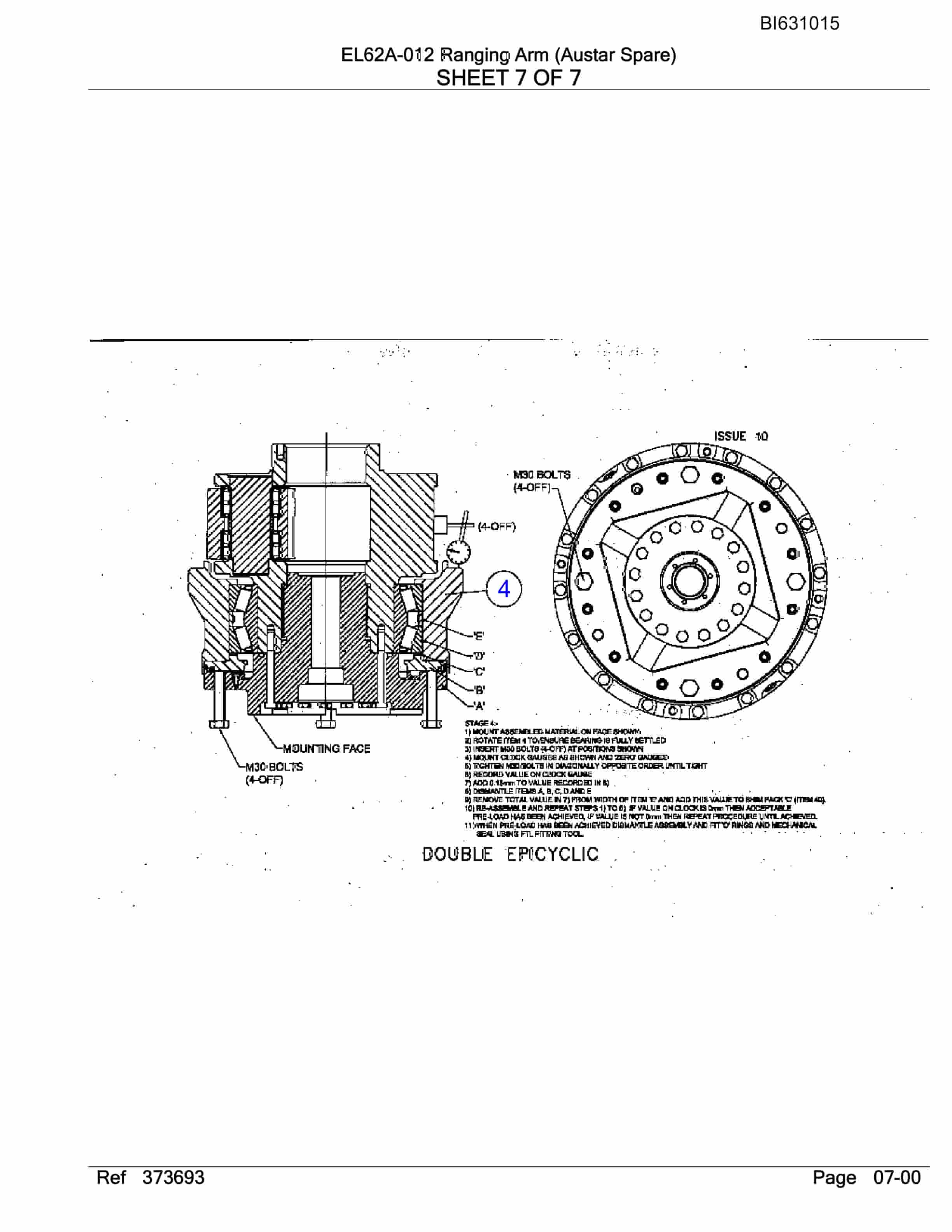 Bucyrus EL62A-012 Ranging Arm Parts Catalog BI631015-3