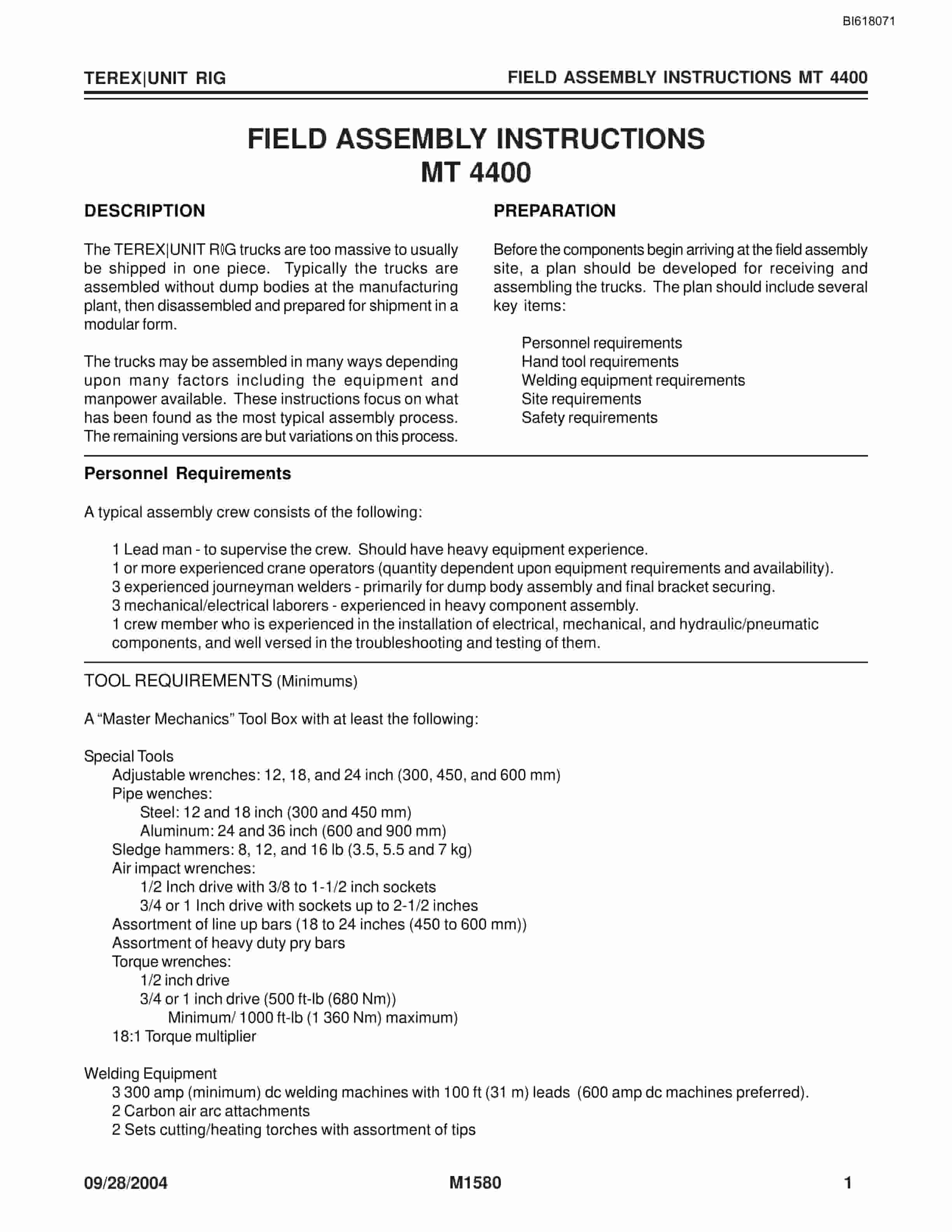 Bucyrus Electrical System Preventive Maintenance Schedule Technical Manual BI618071 3 Bucyrus Electrical System Preventive Maintenance Schedule Technical Manual BI618071 - Image 3