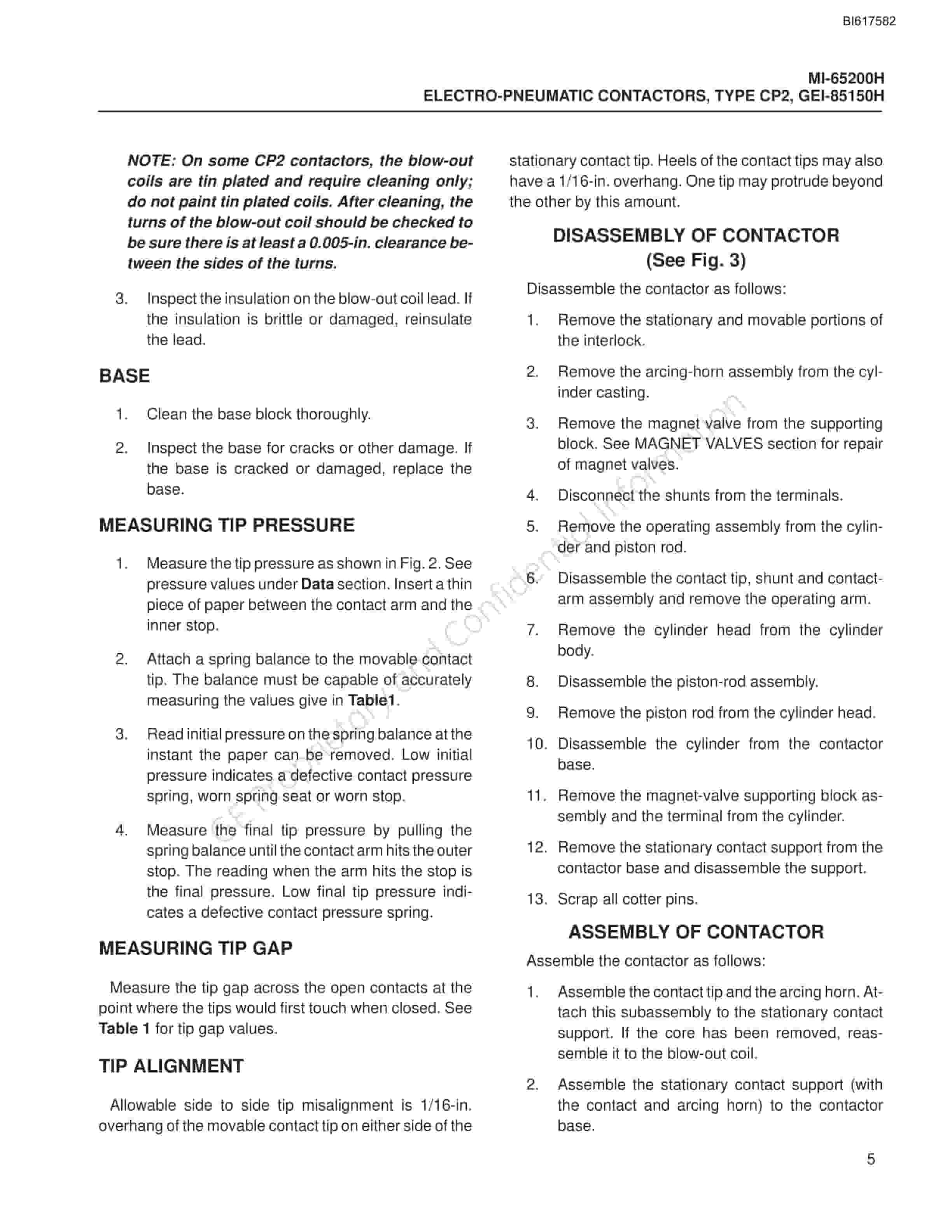 Bucyrus Electro-Pneumatic Contactors Type CP2 Technical Manual BI617582-2