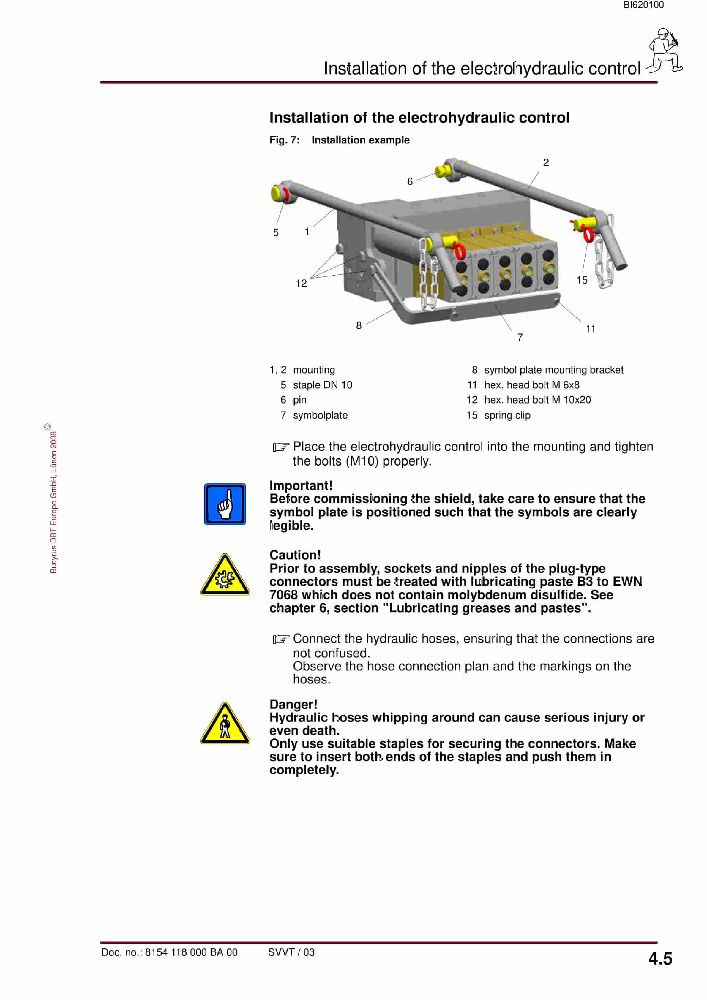 Bucyrus Electrohydraulic Control Unit, 10 Functions Technical Manual BI620100-2