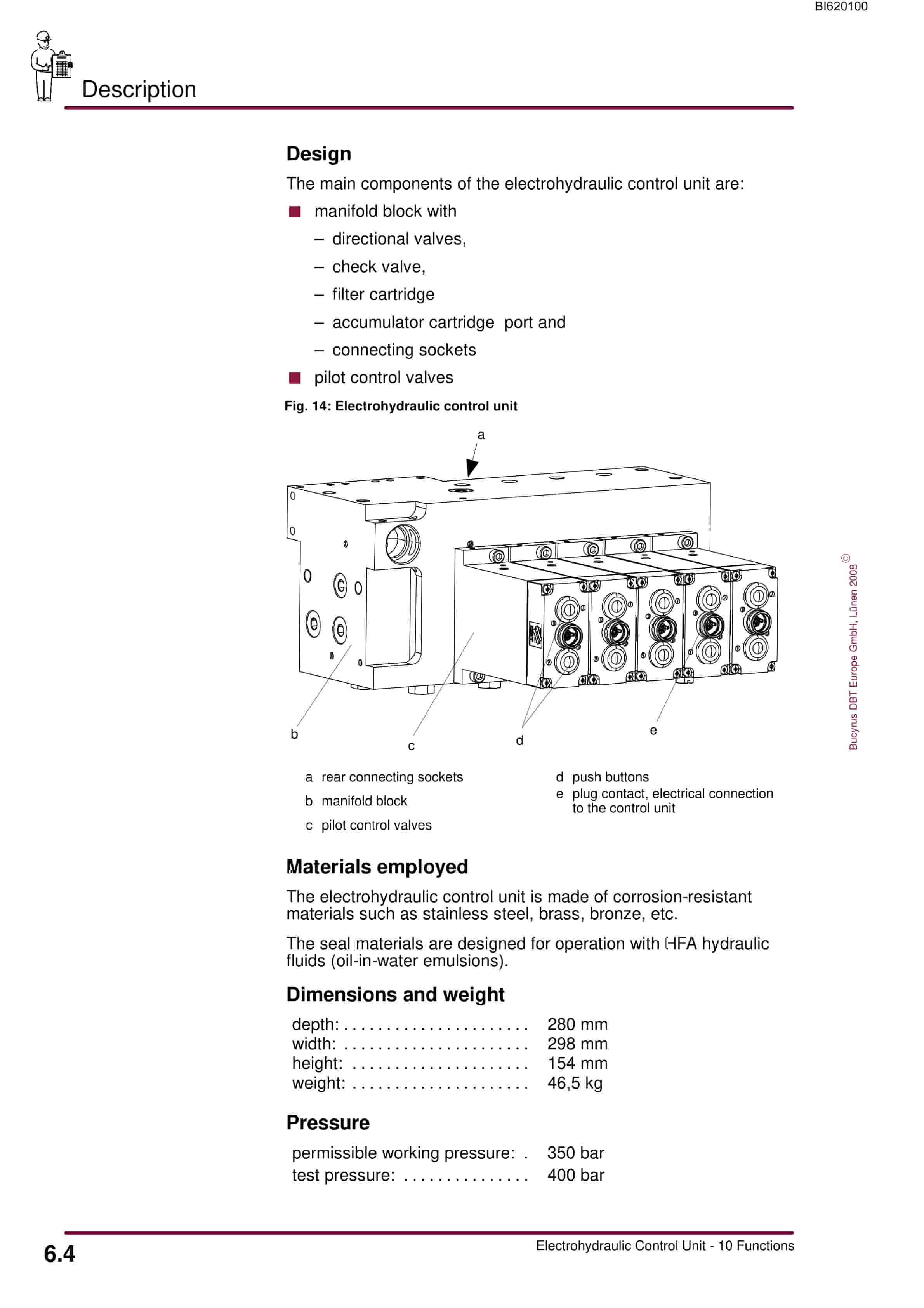 Bucyrus Electrohydraulic Control Unit, 10 Functions Technical Manual BI620100-4