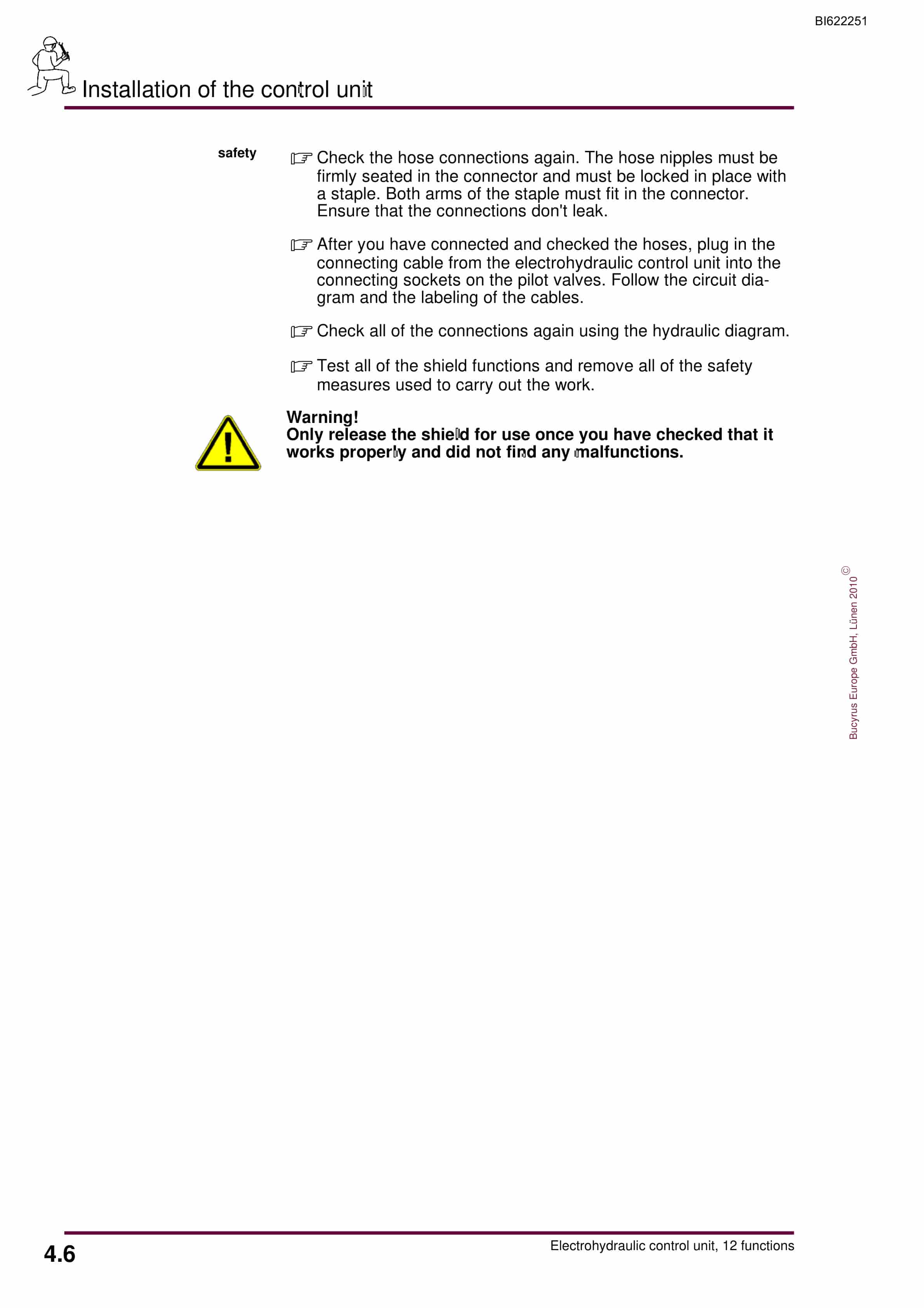 Bucyrus Electrohydraulic Control Unit, 12 Functions Operating Manual BI622251-2
