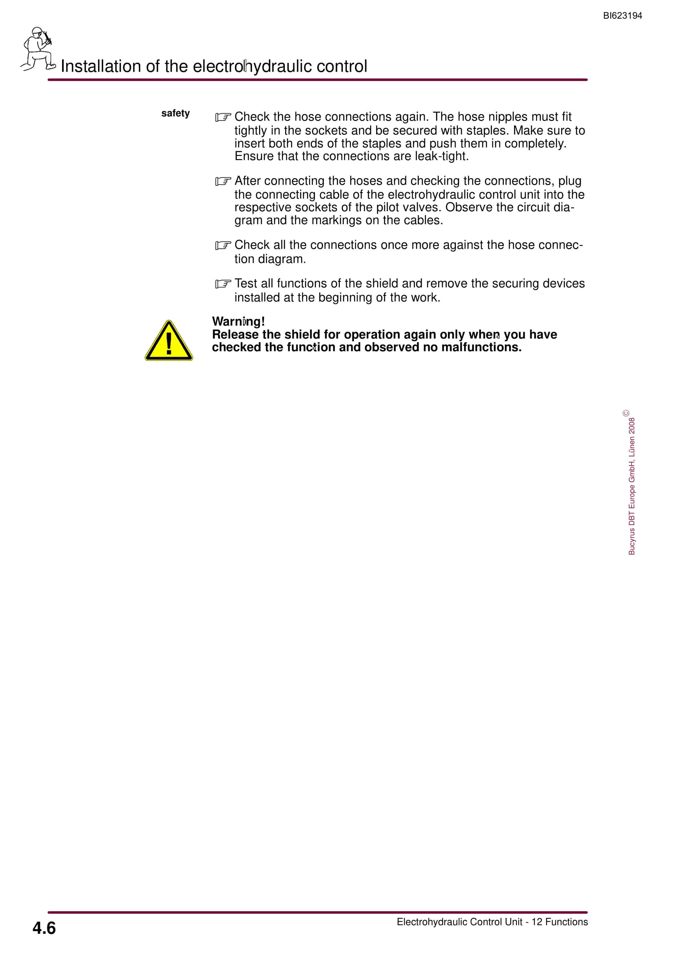 Bucyrus Electrohydraulic Control Unit, 12 Functions Operating Manual BI623194-2