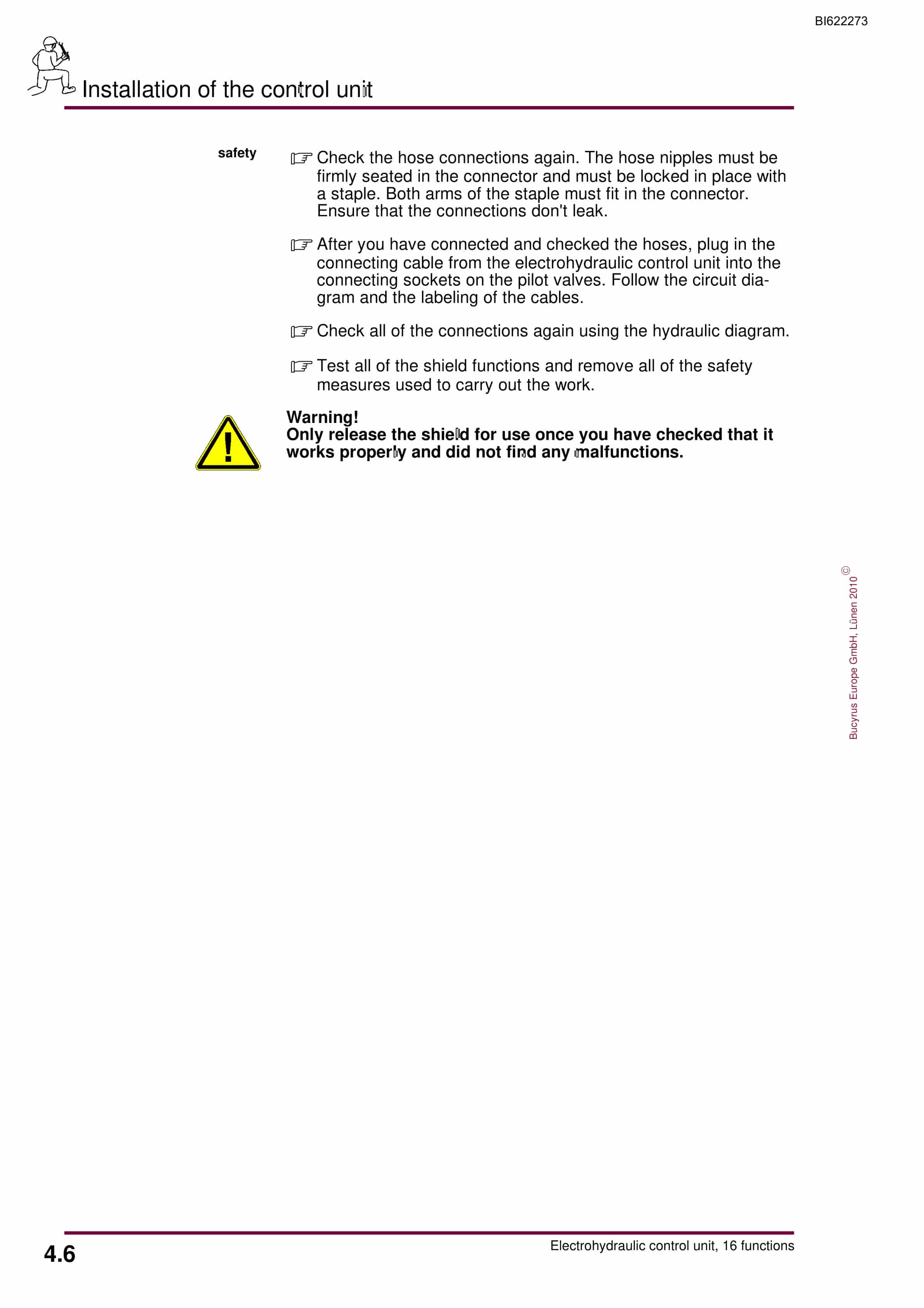 Bucyrus Electrohydraulic Control Unit, 16 Functions Operating Manual BI622273-2