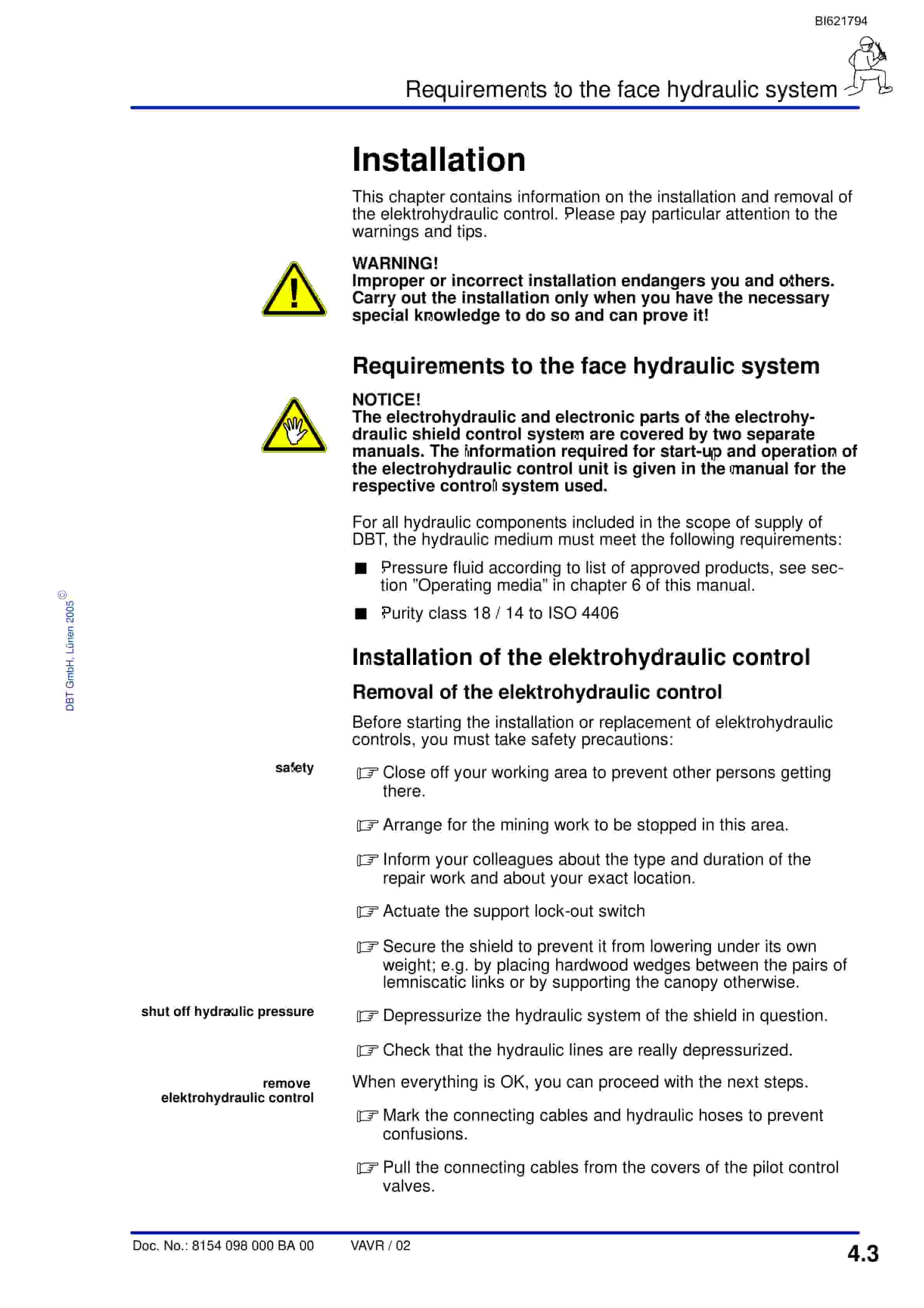 Bucyrus Electrohydraulic Control Unit, 16 Functions Technical Manual BI621794-2