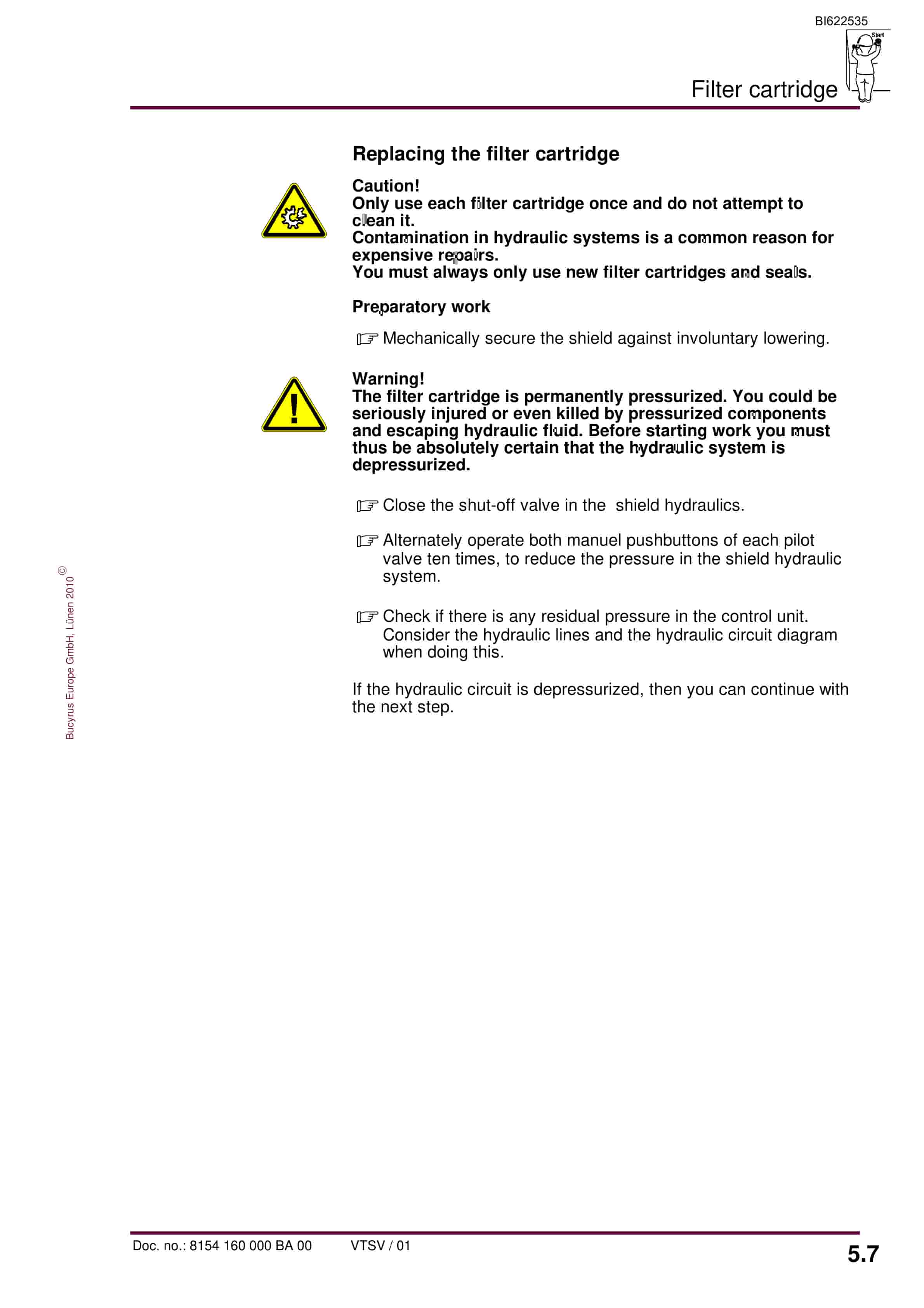 Bucyrus Electrohydraulic Control Unit, 2 Functions Operating Manual BI622535-3
