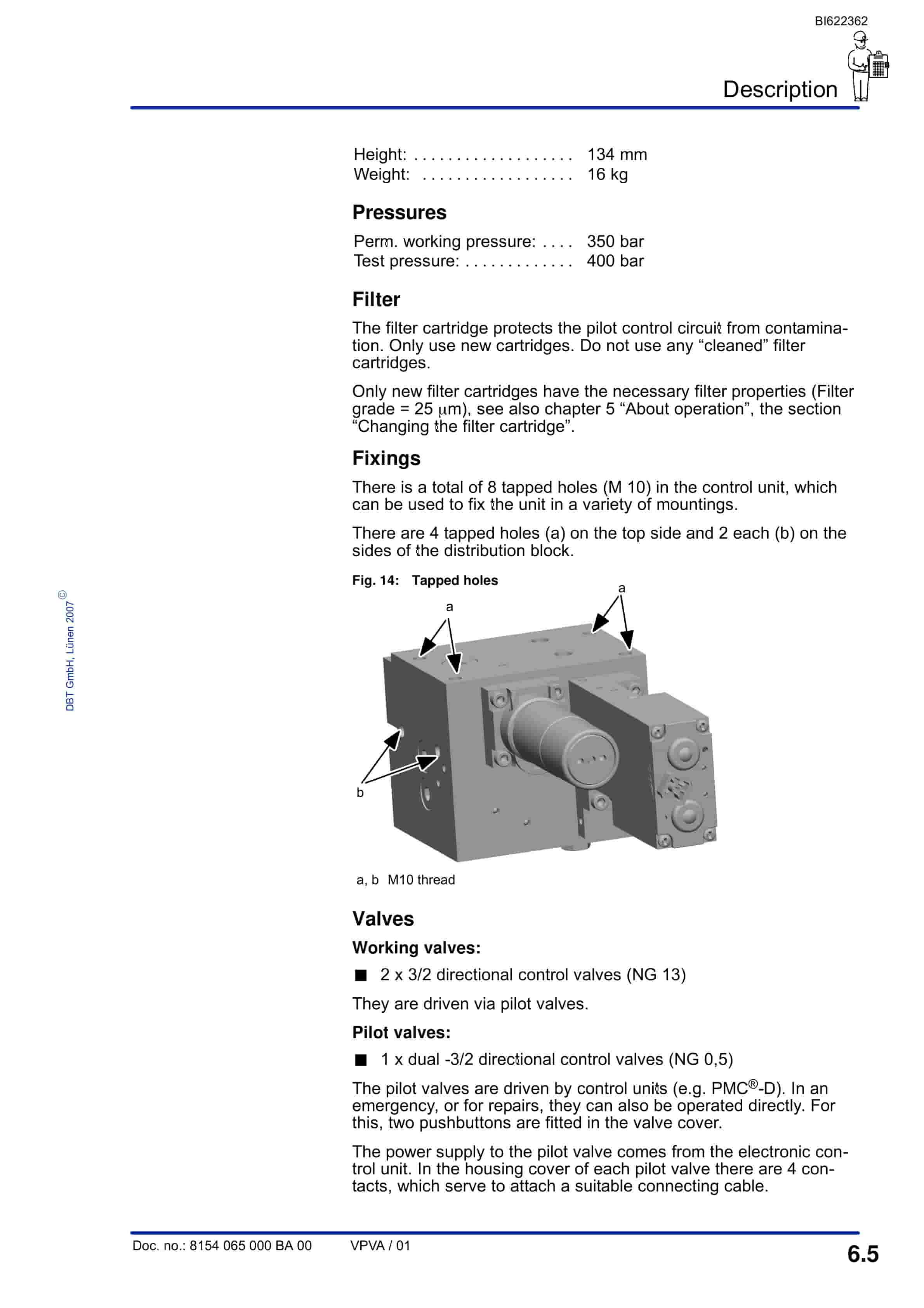 Bucyrus Electrohydraulic Control Unit, 2 Functions Technical Manual BI622362-4