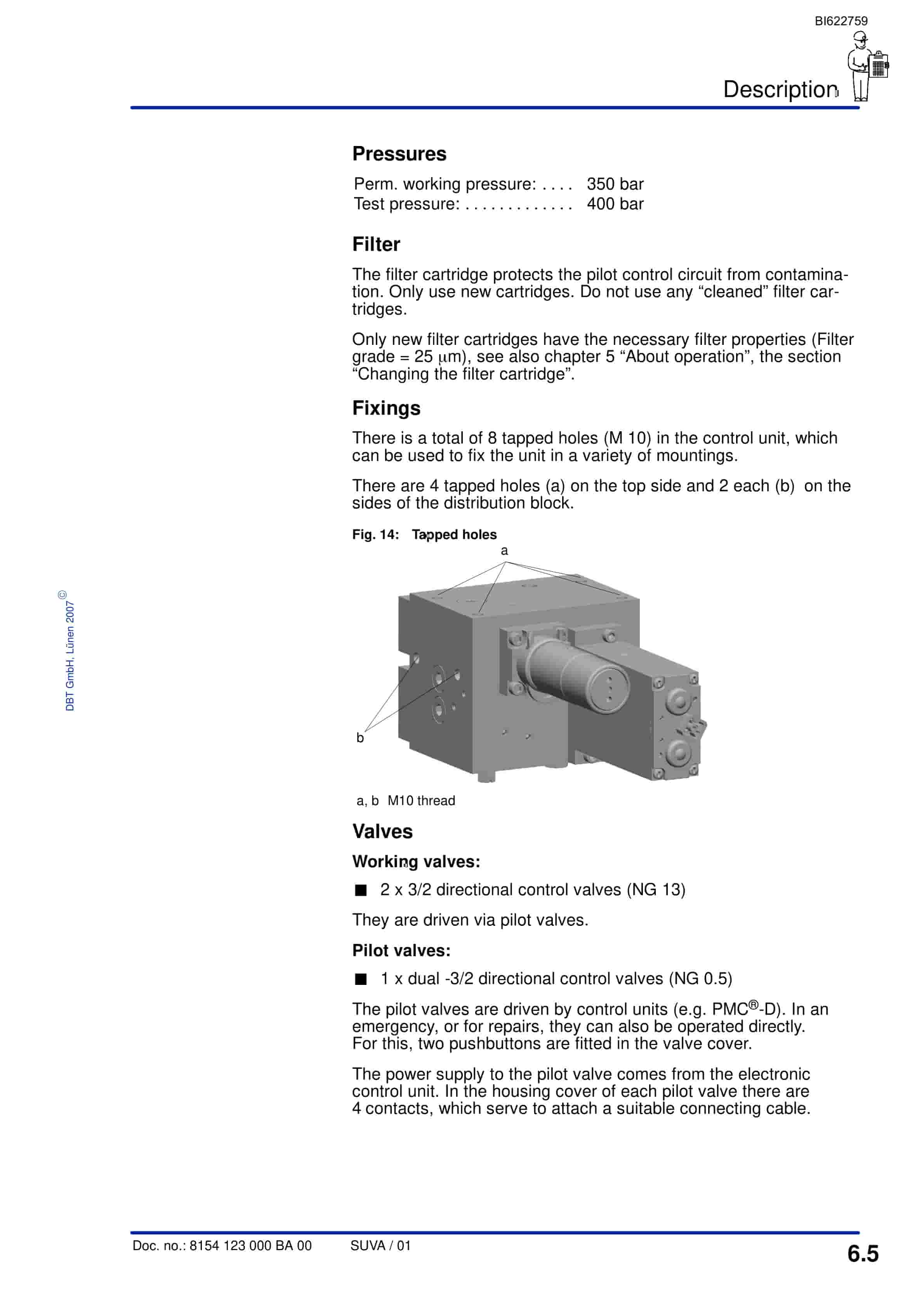 Bucyrus Electrohydraulic Control Unit, 2 Functions Technical Manual BI622759-4