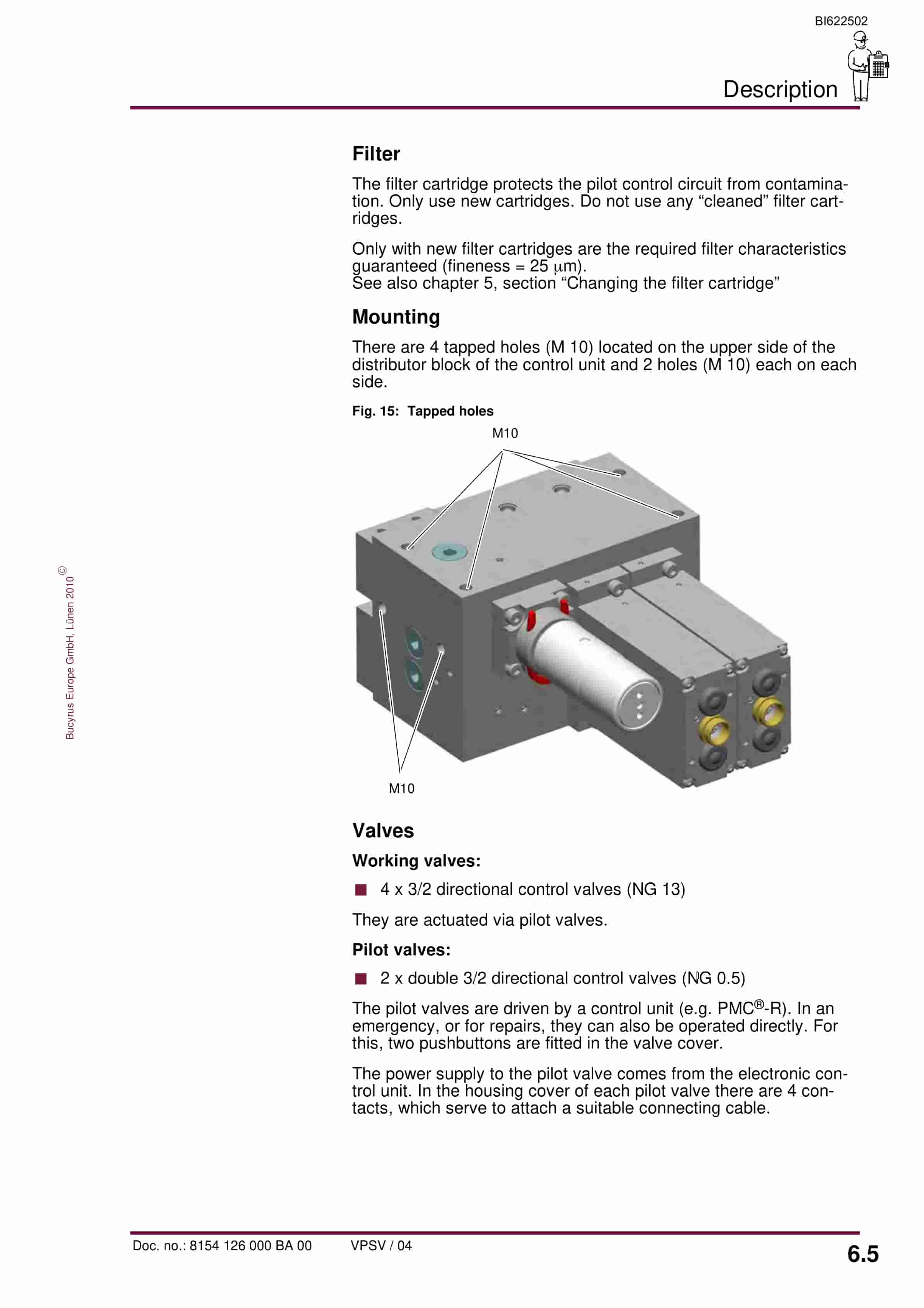 Bucyrus Electrohydraulic Control Unit, 4 Functions Operating Manual BI622502-4
