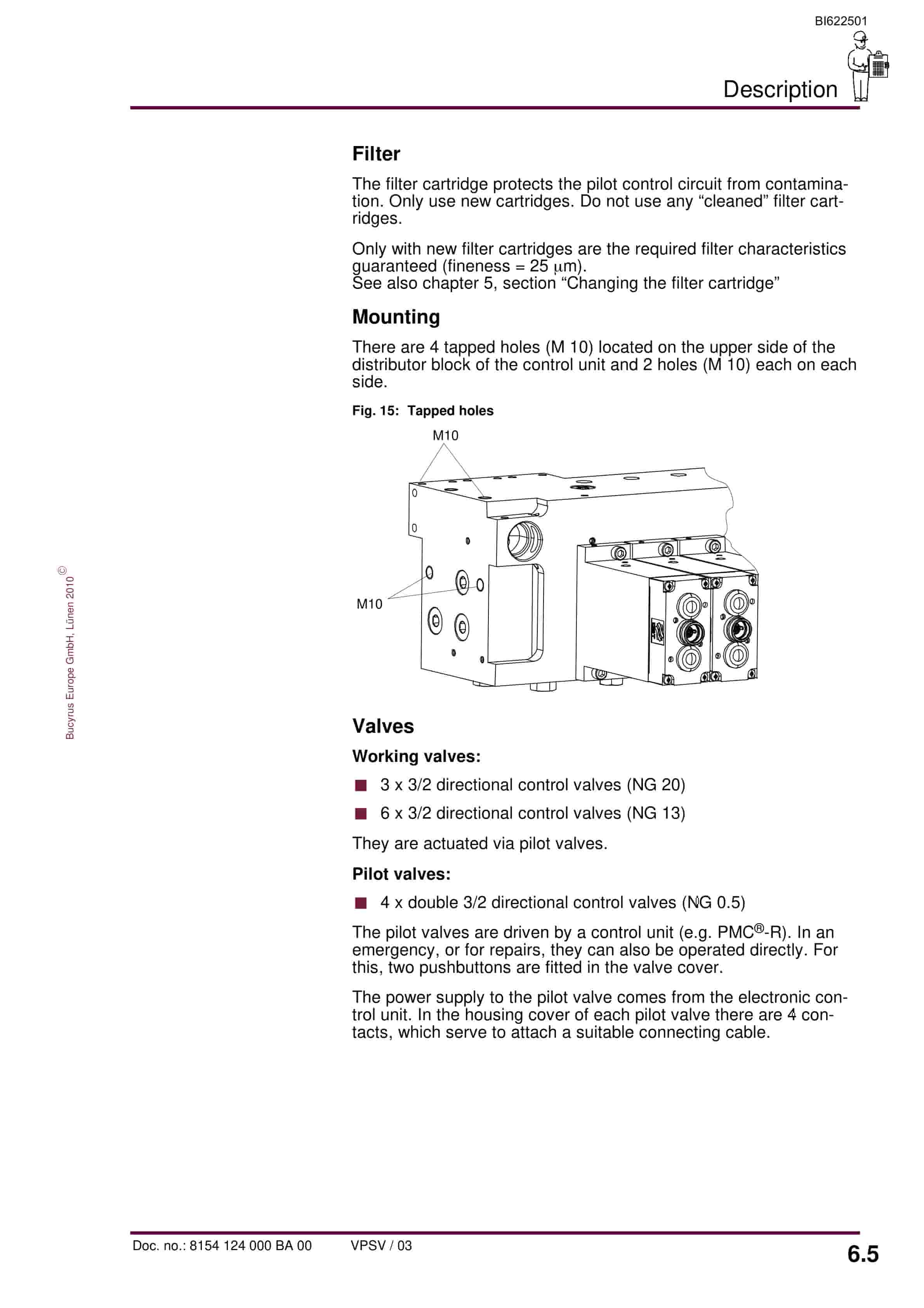 Bucyrus Electrohydraulic Control Unit, 8 Functions Operating Manual BI622501-4