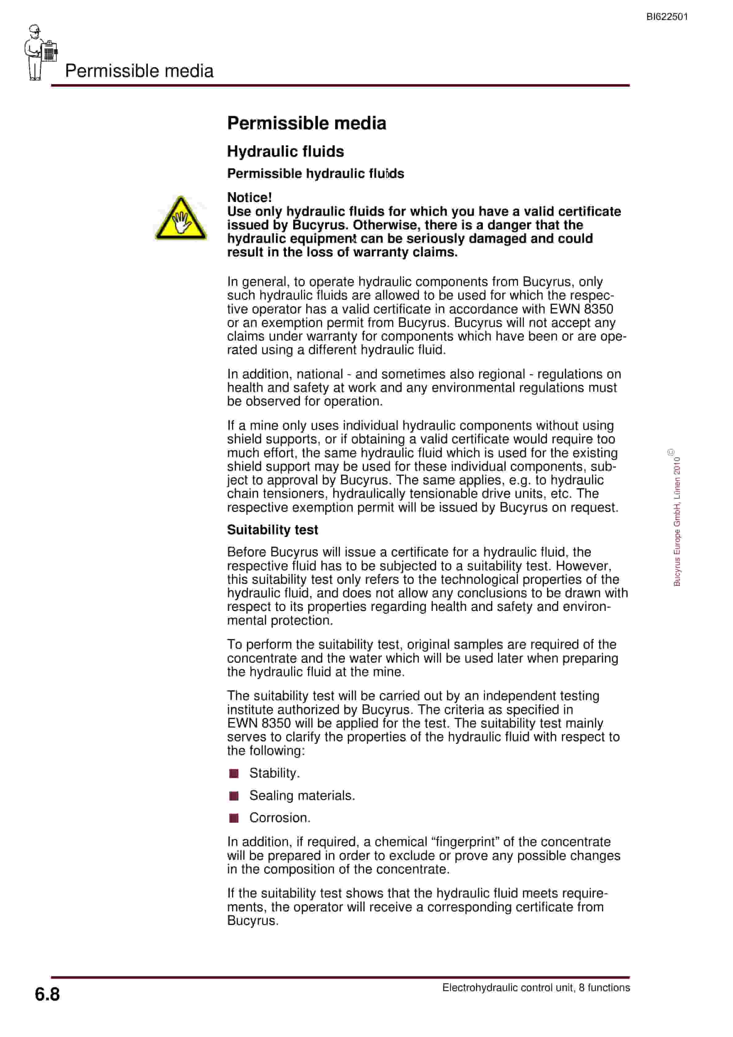 Bucyrus Electrohydraulic Control Unit, 8 Functions Operating Manual BI622501-5