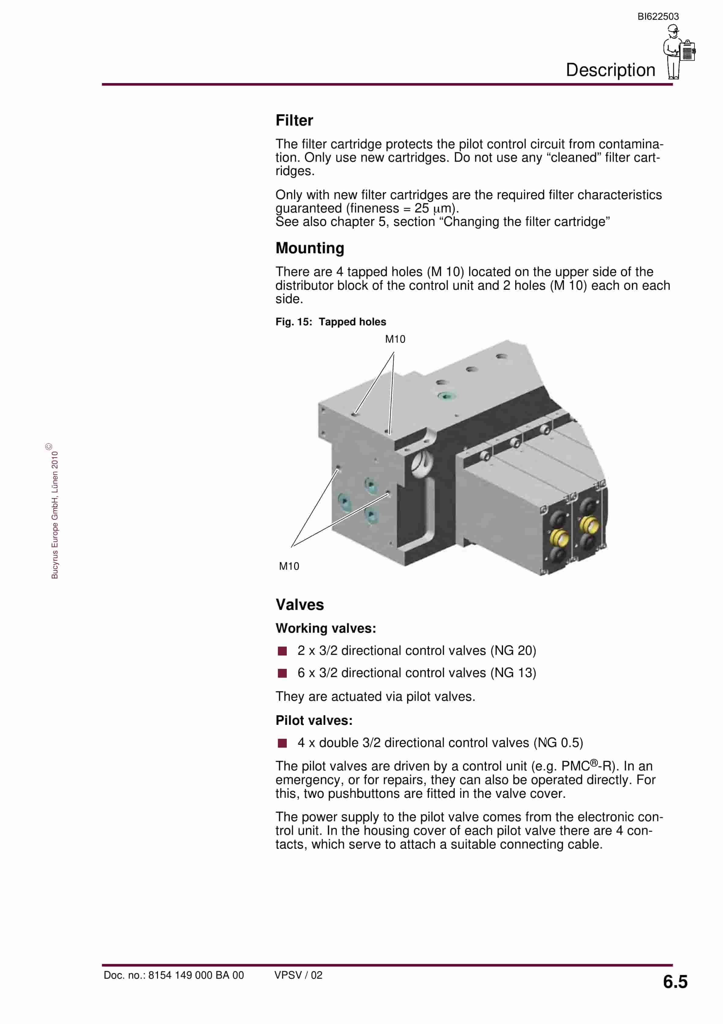 Bucyrus Electrohydraulic Control Unit, 8 Functions Operating Manual BI622503-4