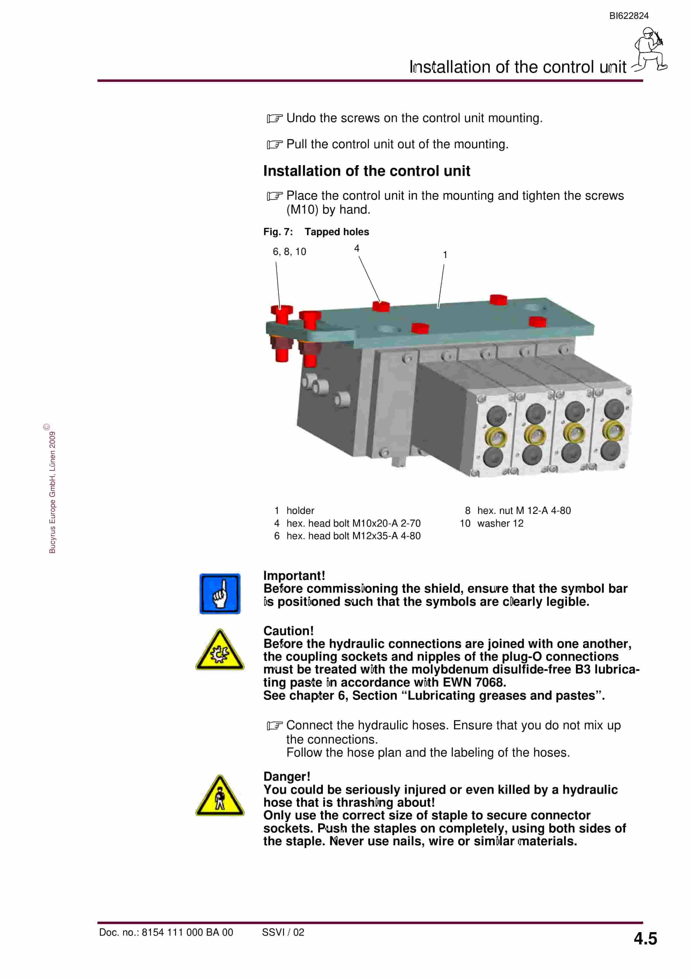 Bucyrus Electrohydraulic Control Unit, 8 Functions Operating Manual BI622824-2