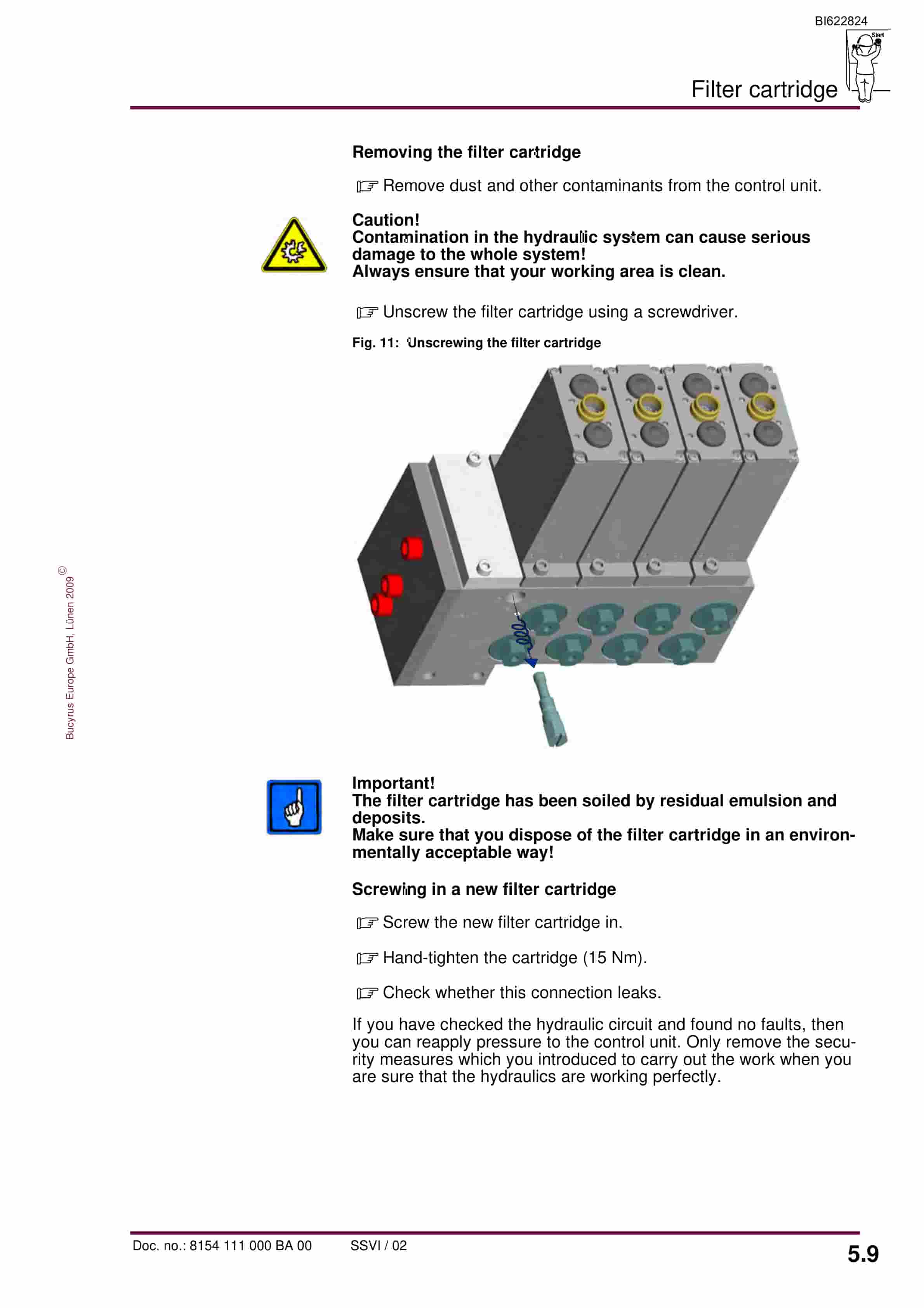 Bucyrus Electrohydraulic Control Unit, 8 Functions Operating Manual BI622824-3