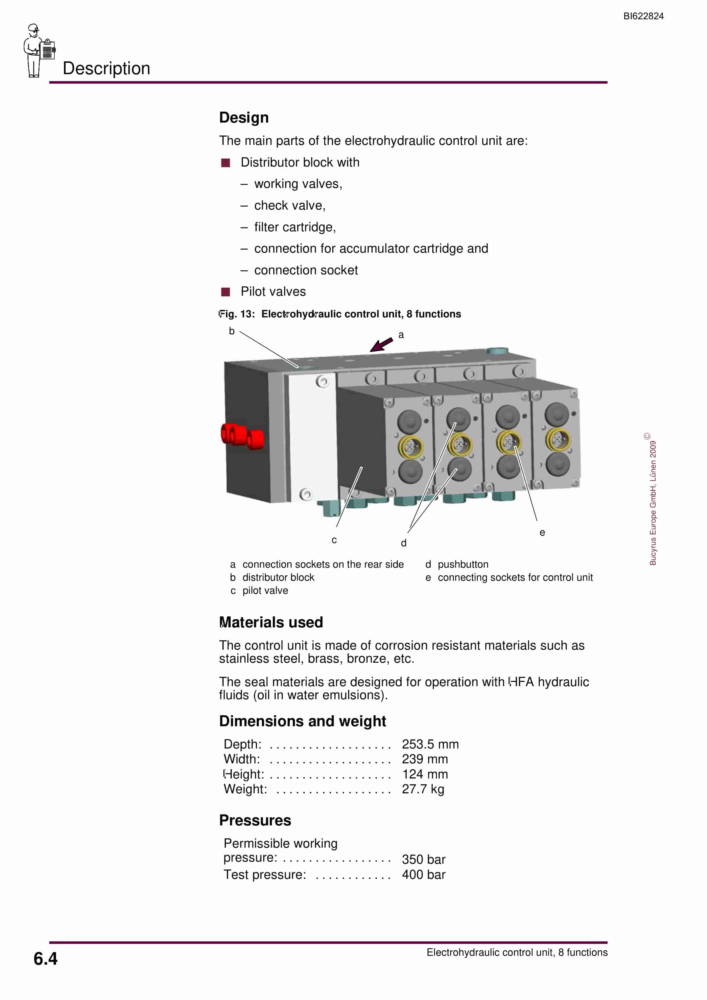 Bucyrus Electrohydraulic Control Unit, 8 Functions Operating Manual BI622824-4