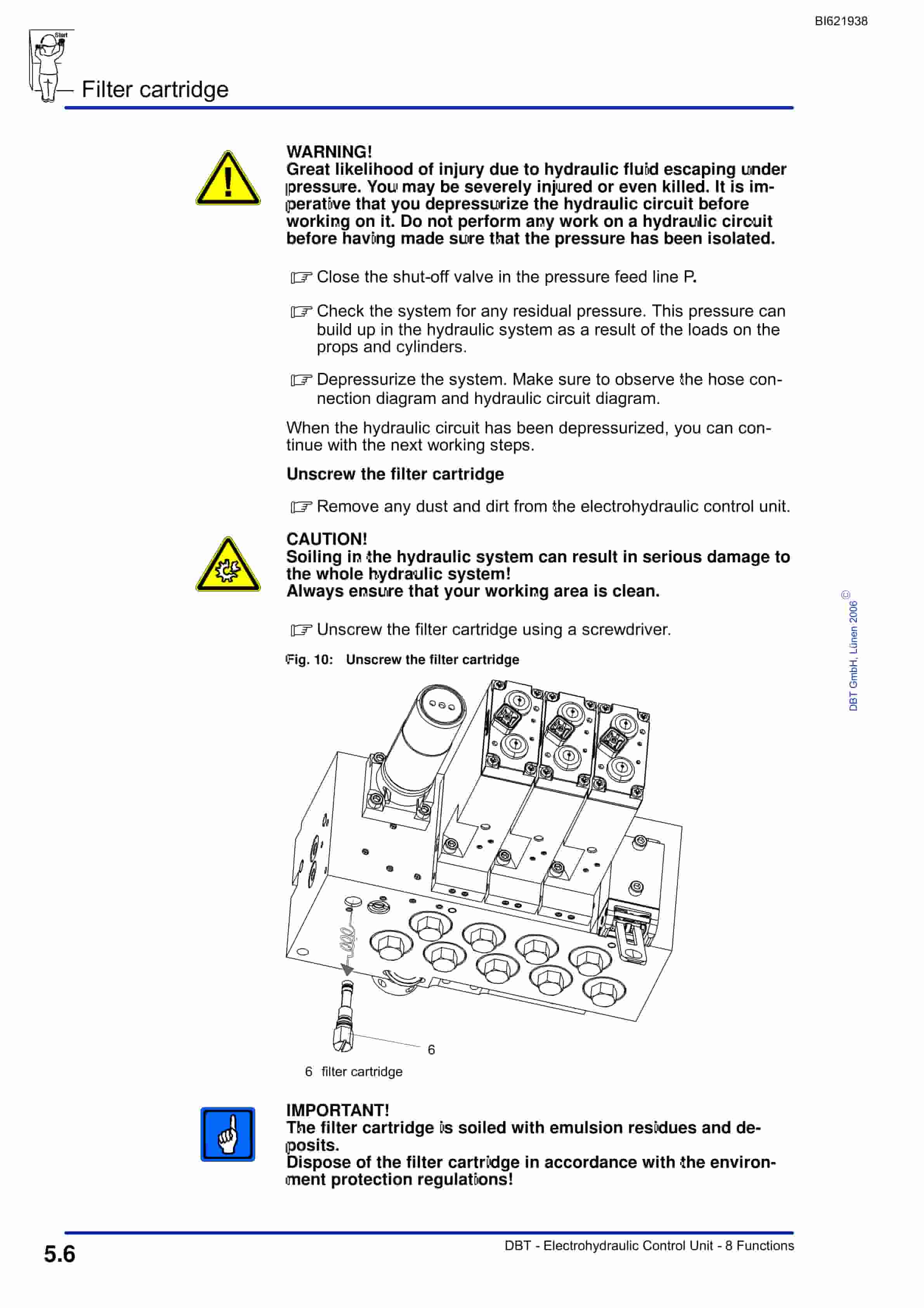Bucyrus Electrohydraulic Control Unit, 8 Functions Technical Manual BI621938-3