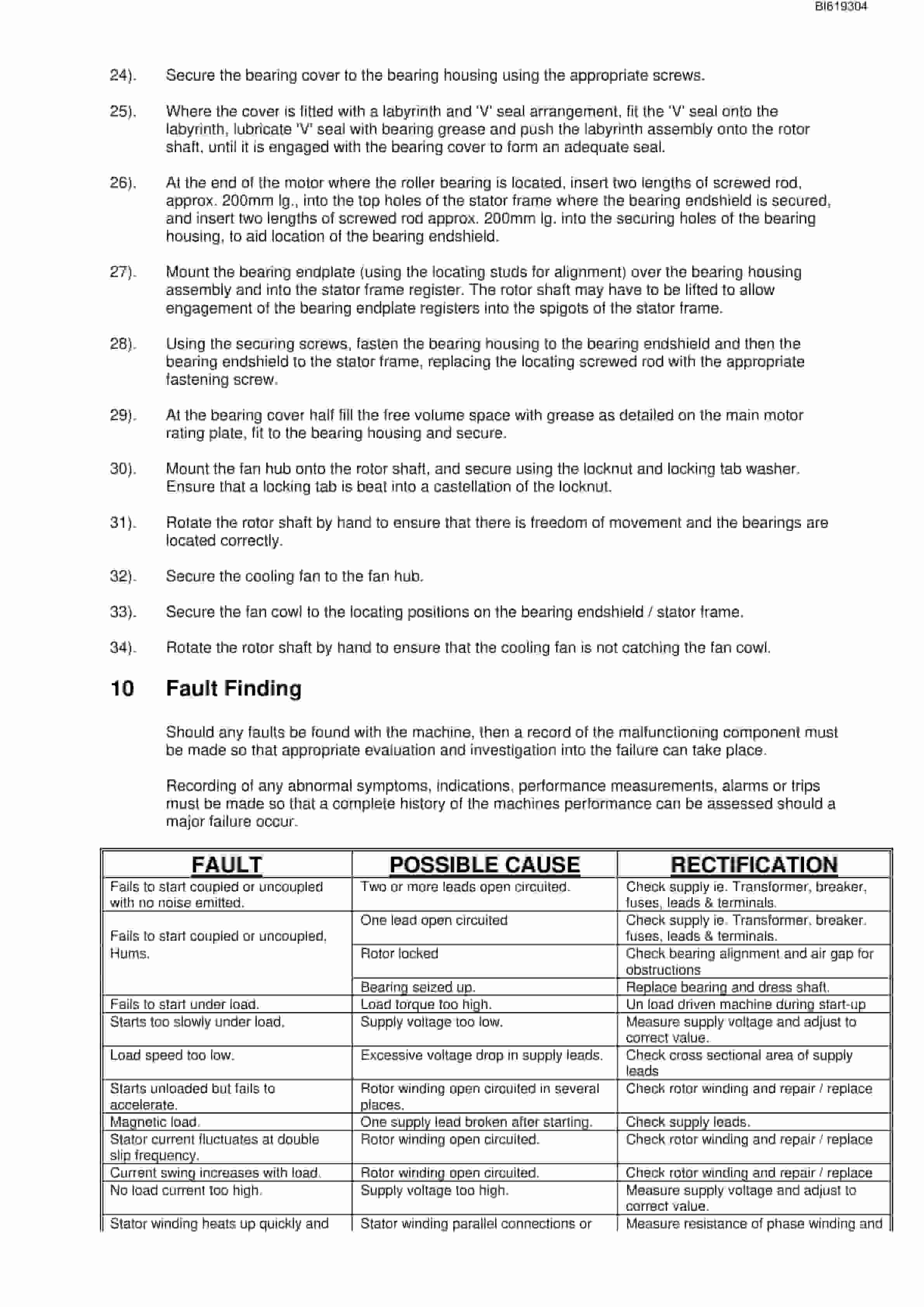 Bucyrus EM 21-78 Motor AC 3 Phase Induction Motor TEFC Technical Manual BI619304-5