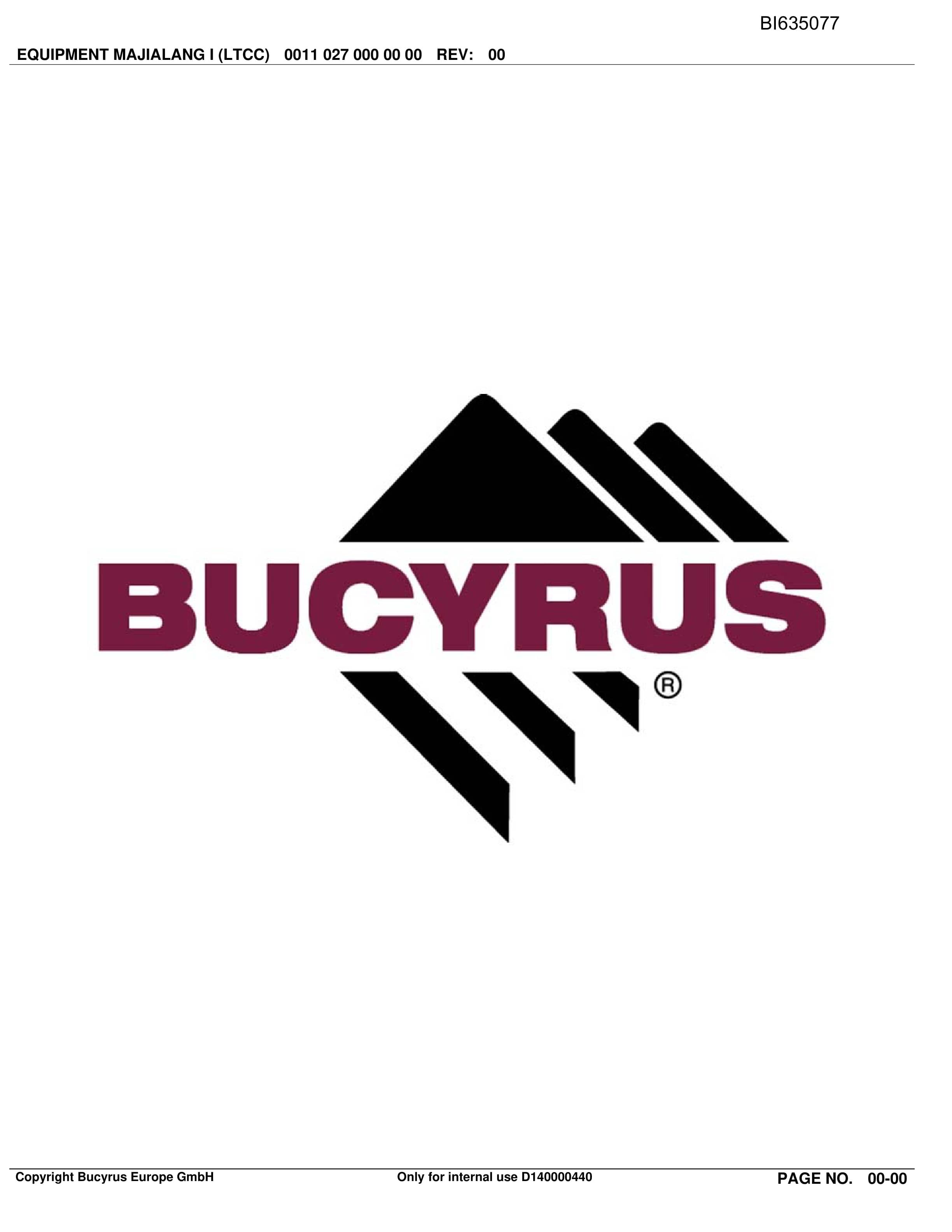 Bucyrus Equipment MAJIALANG I (LTCC) Parts Catalog BI635077