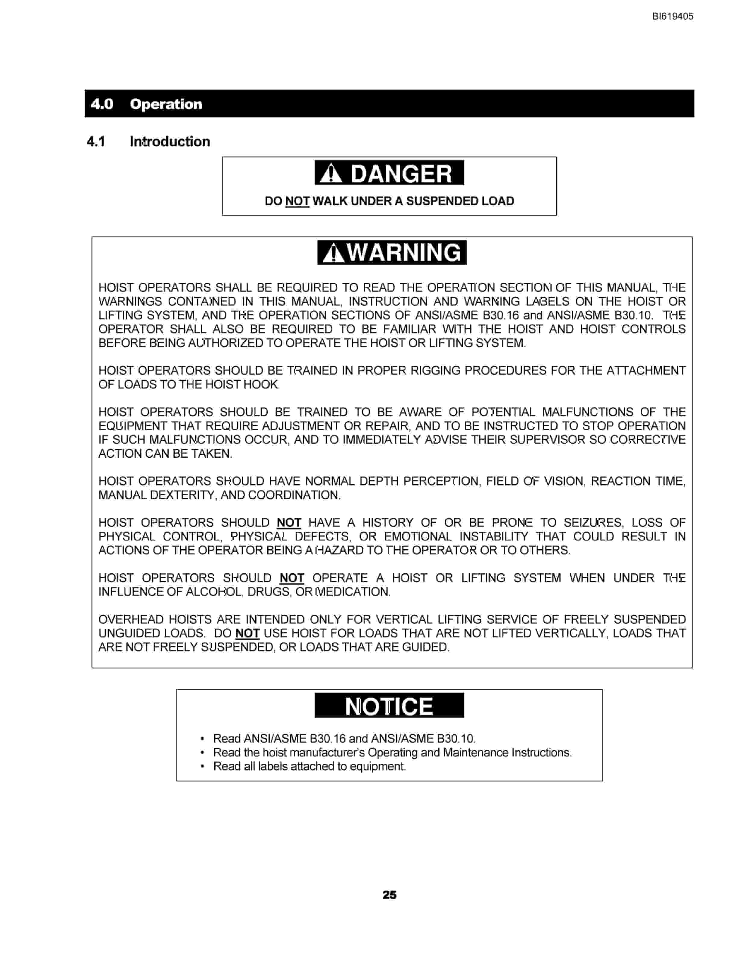 Bucyrus ER2, NER2 Series Electric Chain Hoist Technical Manual BI619405-2
