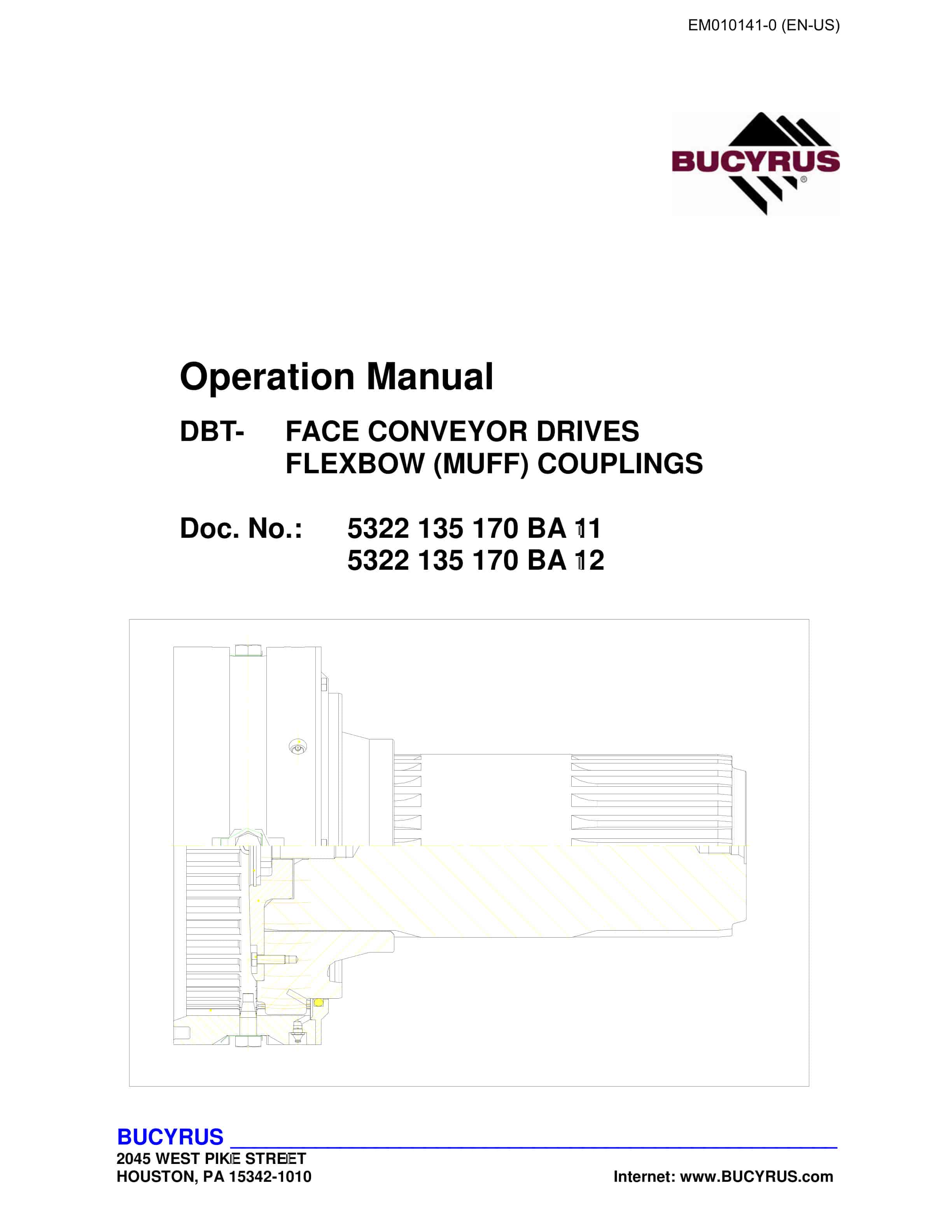Bucyrus Face Conveyor Driver Operation Manual EM010141-0