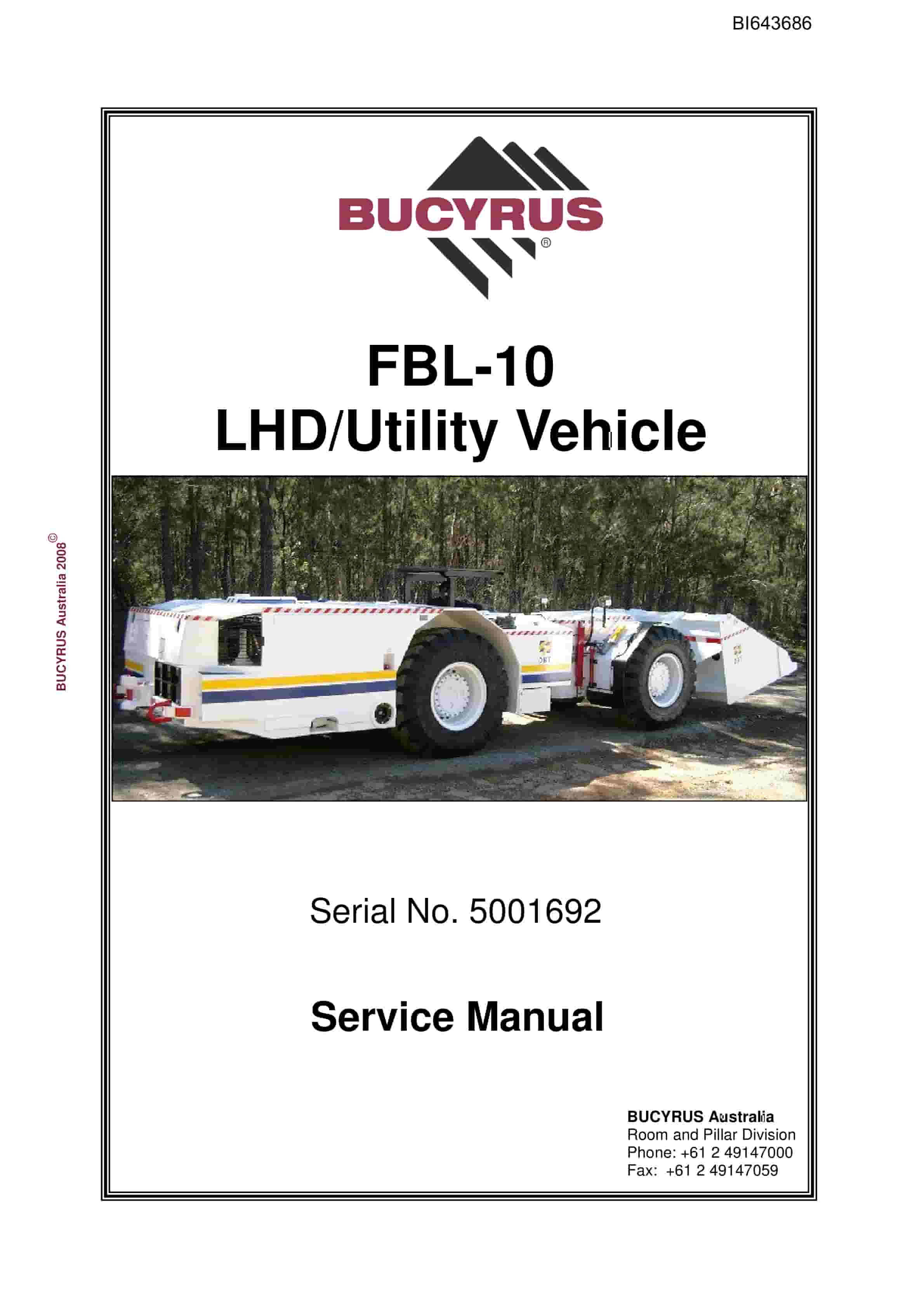 Bucyrus FBL-10 LHD-Utility Vehicle Service Manual BI643686