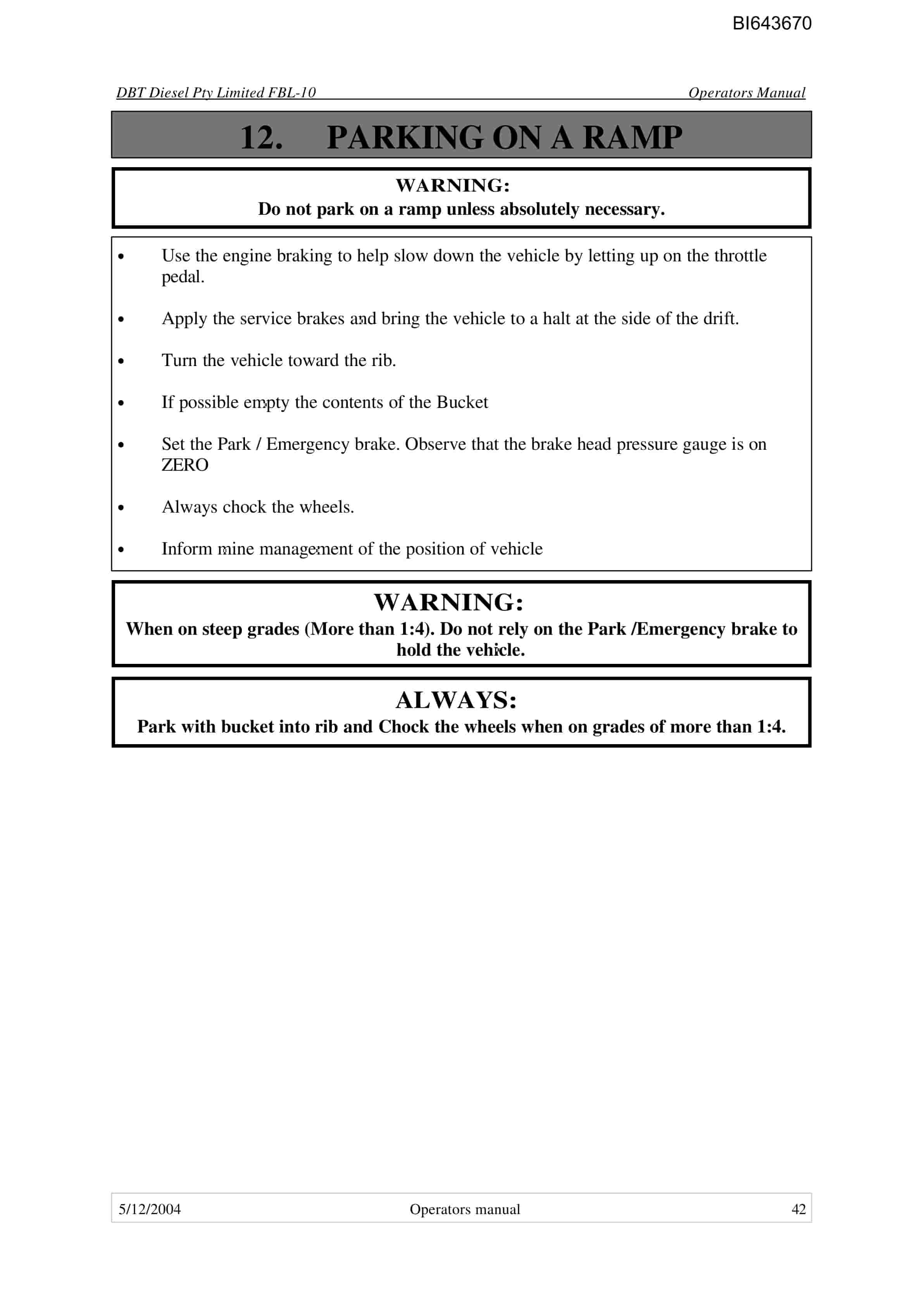 Bucyrus FBL-10 LHD-Utility Vehicle Technical Manual BI643670-4