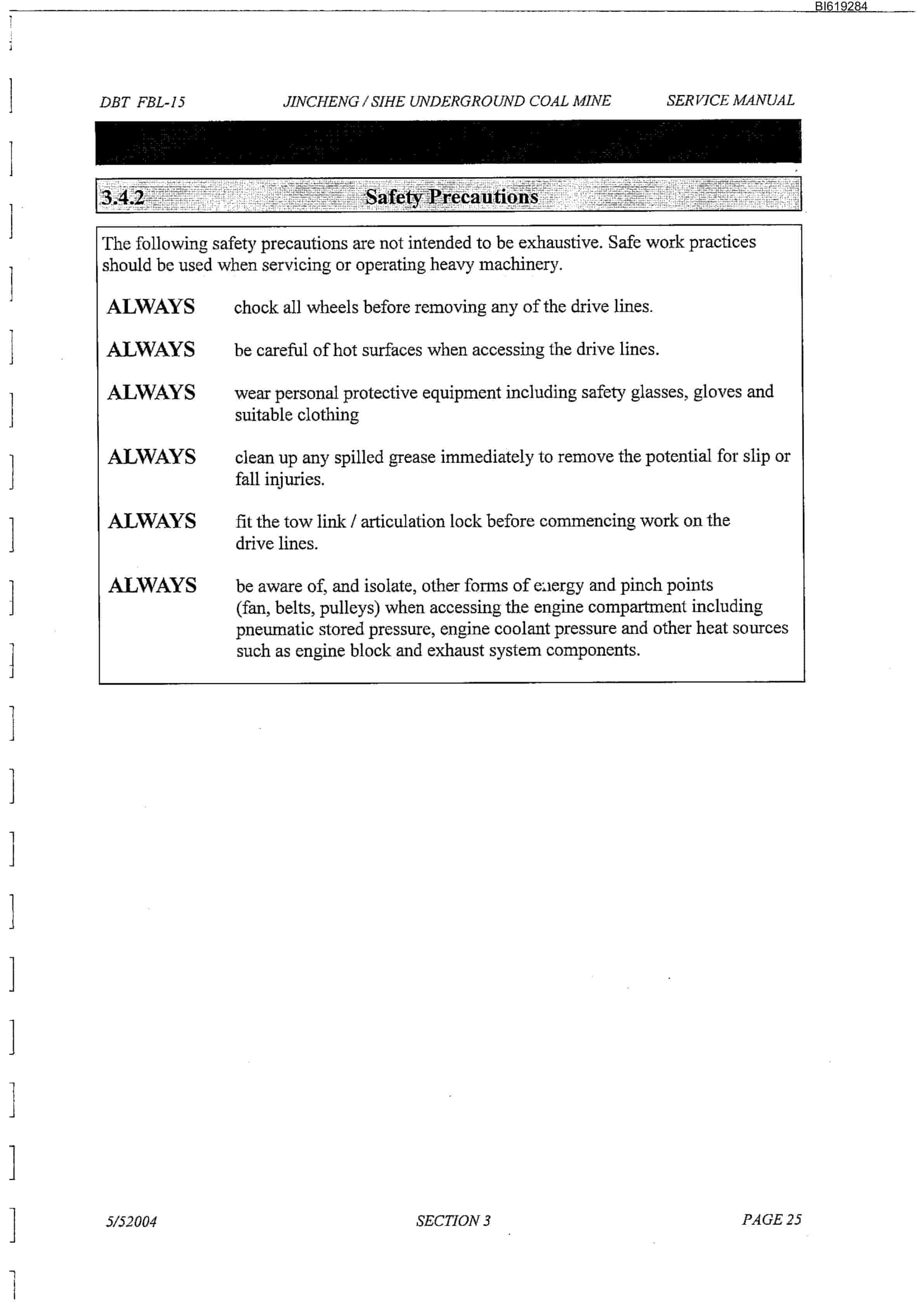 Bucyrus FBL-15 LHD-Utility Vehicle Technical Manual BI619284-2