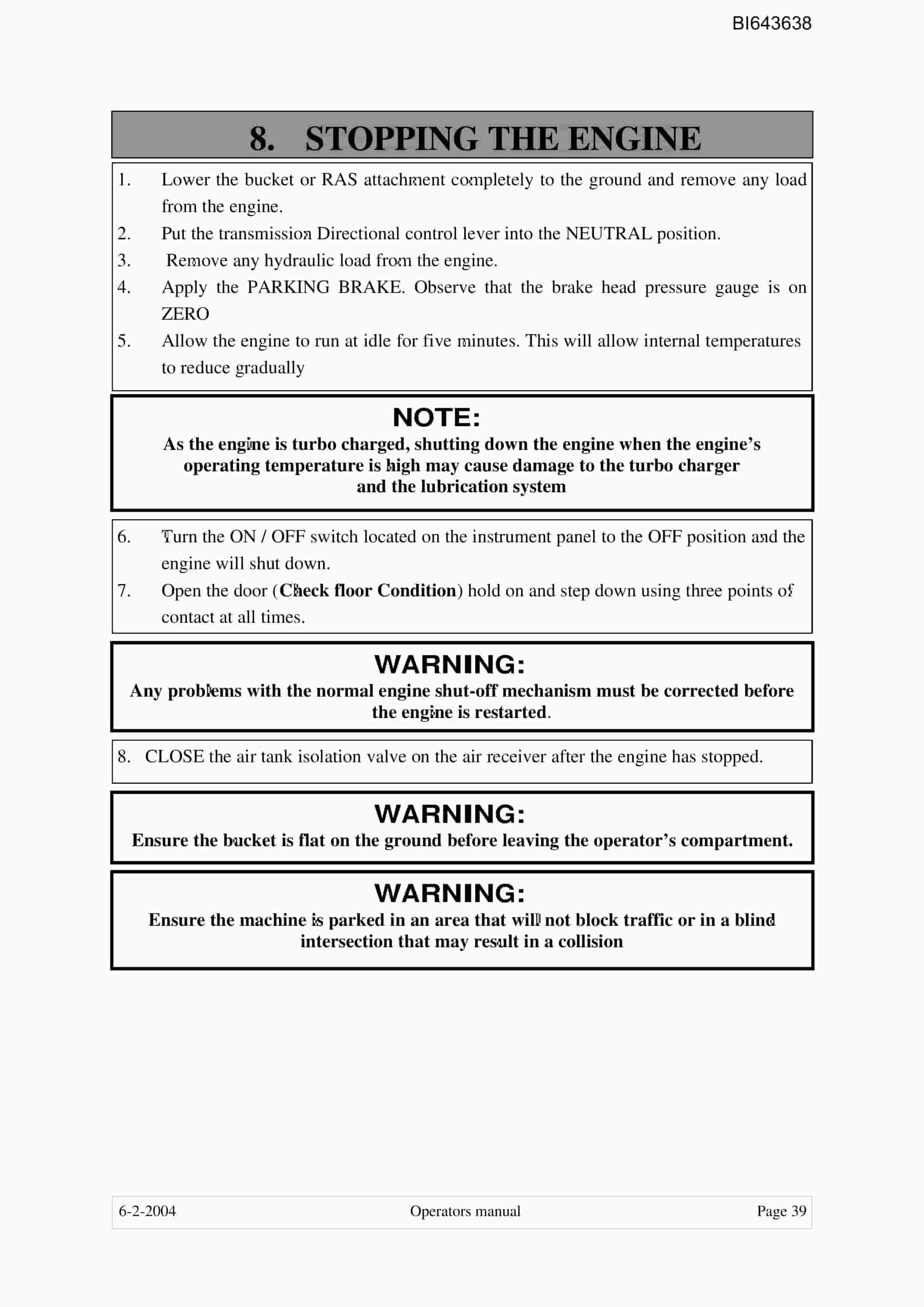 Bucyrus FBL-15 LHD-Utility Vehicle Technical Manual BI643638-3