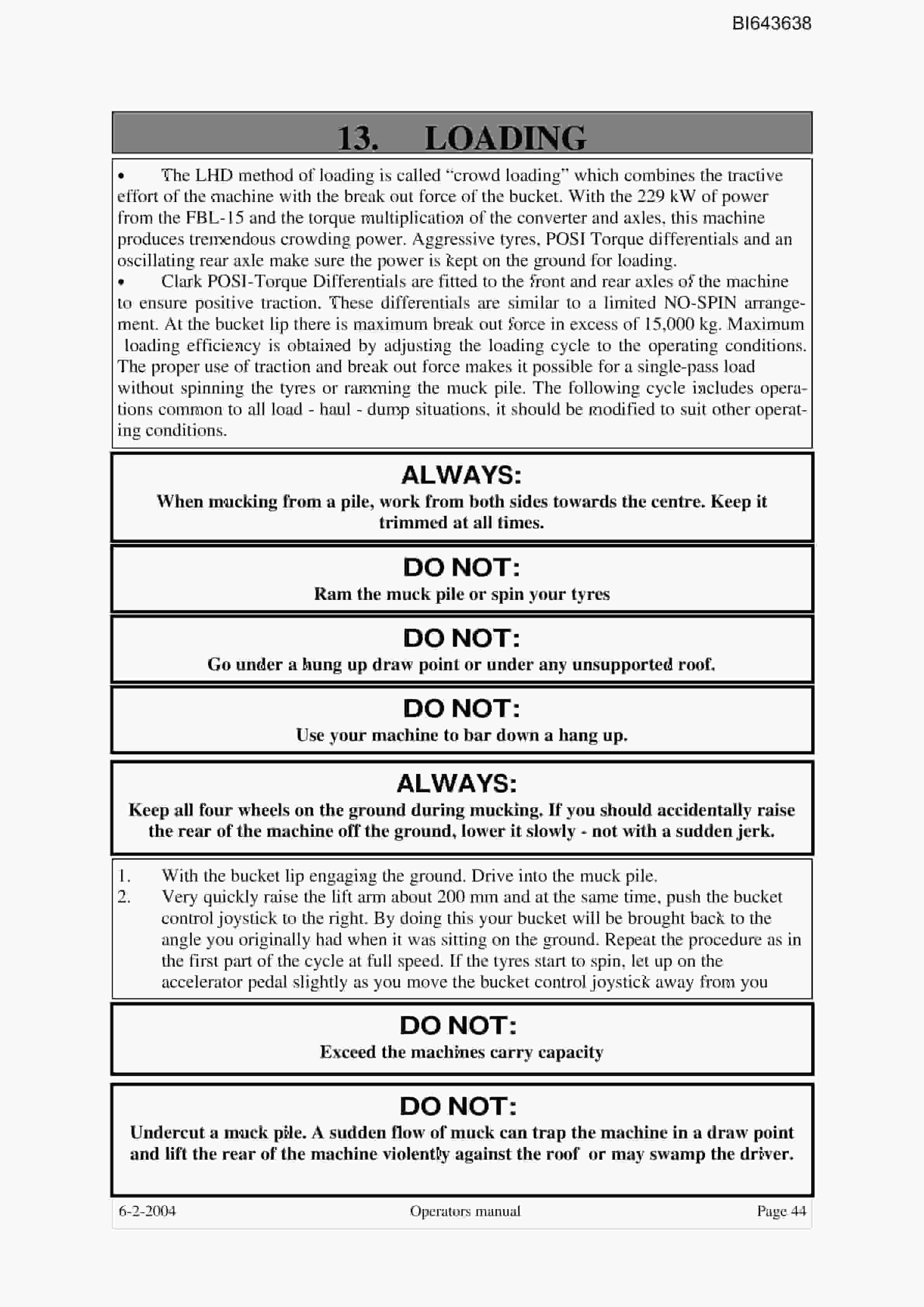 Bucyrus FBL-15 LHD-Utility Vehicle Technical Manual BI643638-4