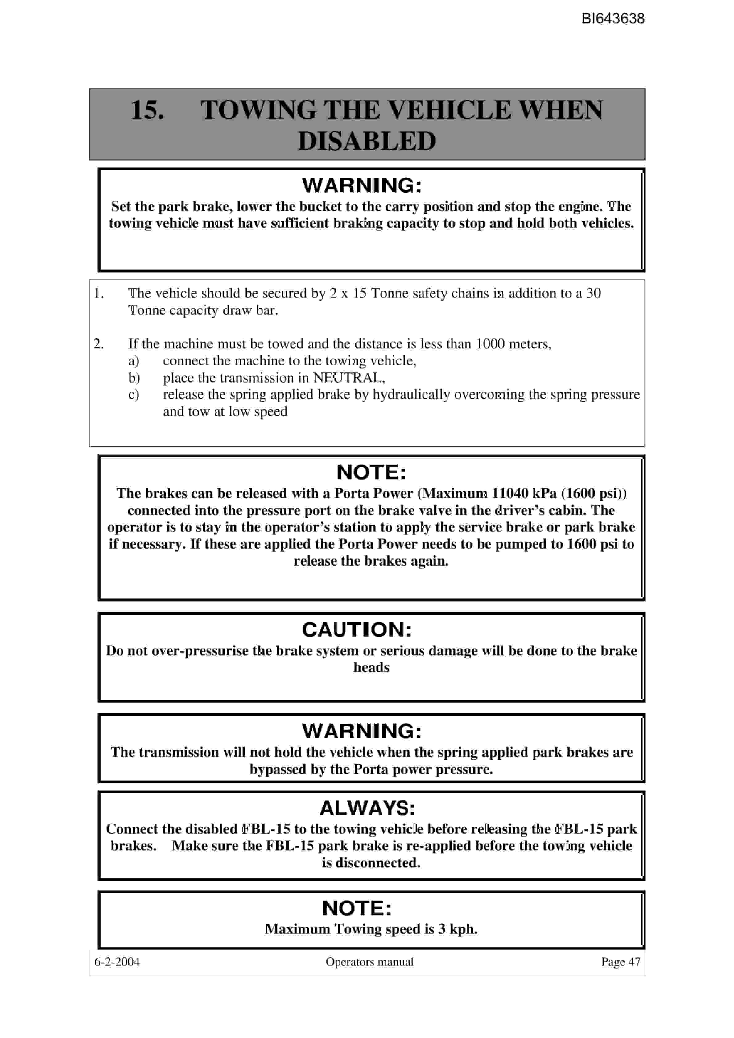 Bucyrus FBL-15 LHD-Utility Vehicle Technical Manual BI643638-5