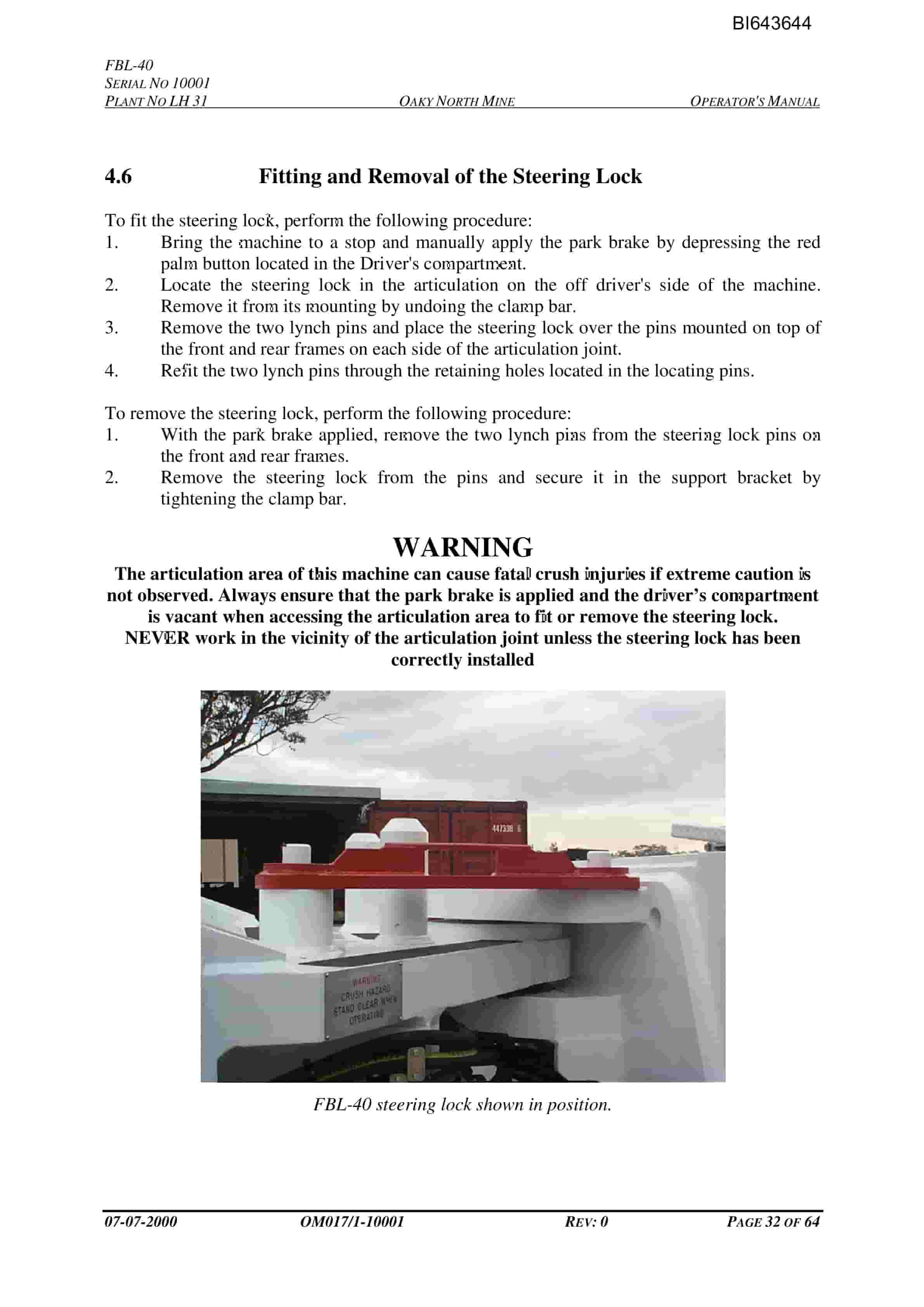 Bucyrus FBL-40 LHD-Utility Vehicle Technical Manual BI643644-2