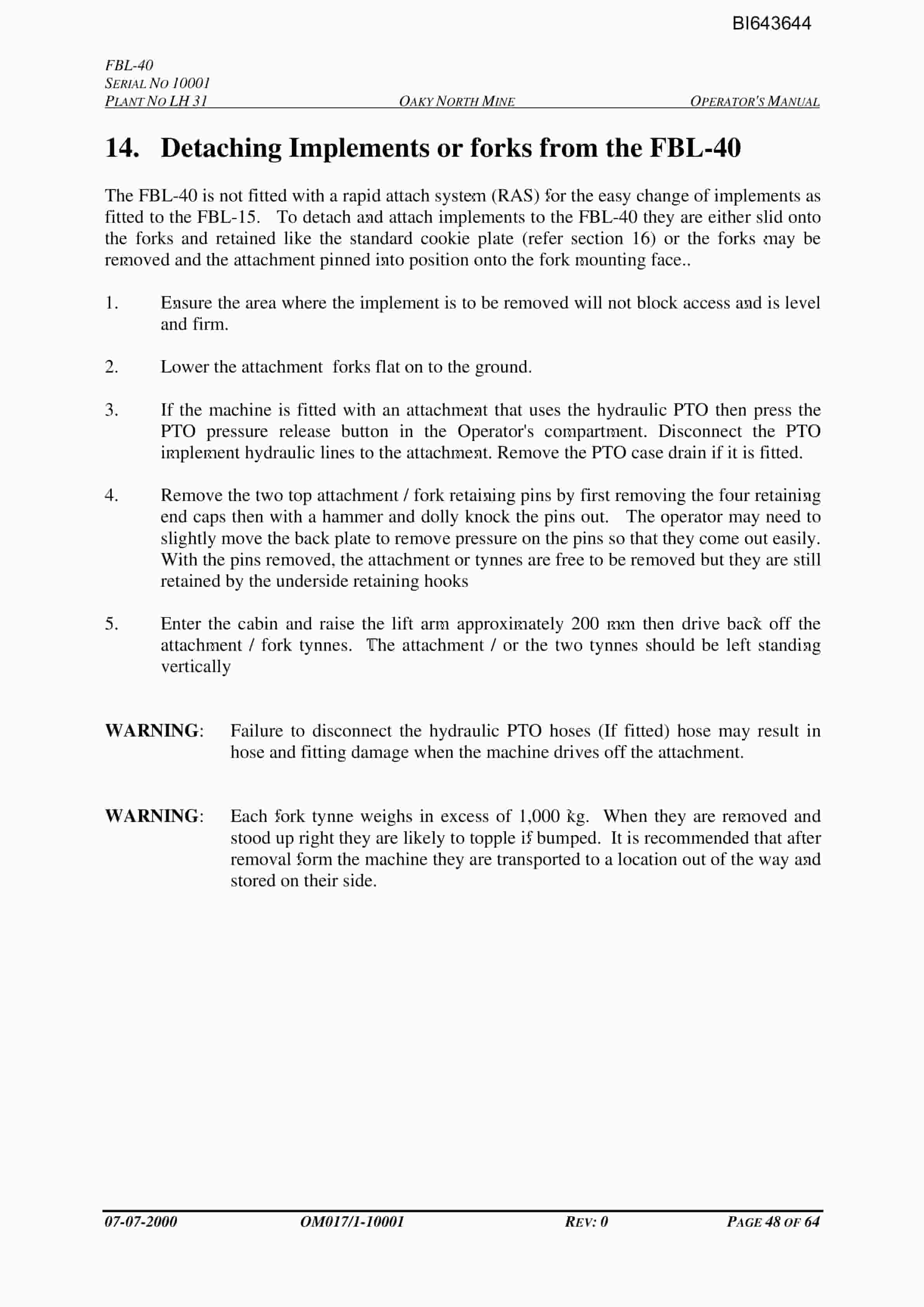Bucyrus FBL-40 LHD-Utility Vehicle Technical Manual BI643644-4