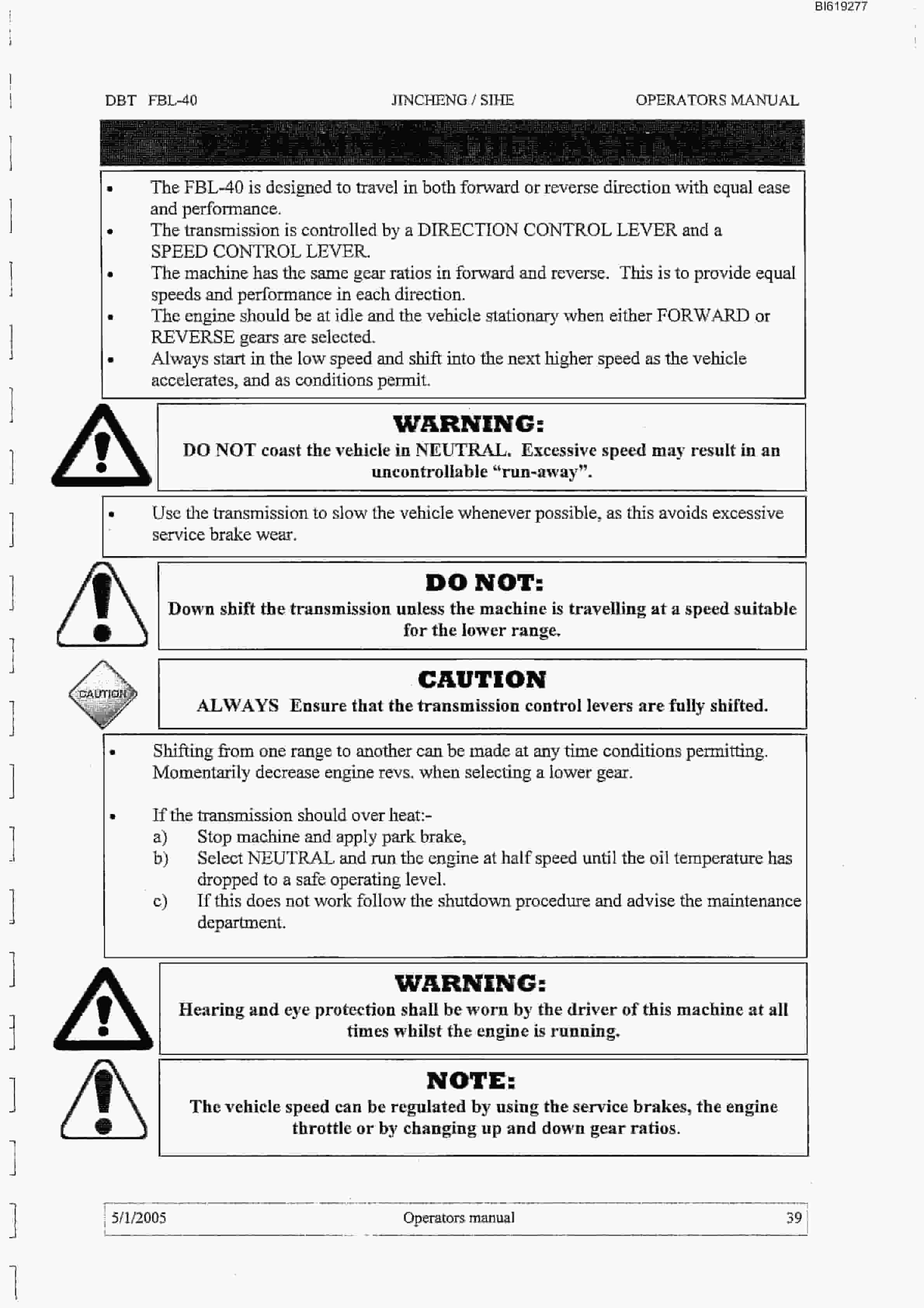 Bucyrus FBL-40 Shield Hauler Technical Manual BI619277-4