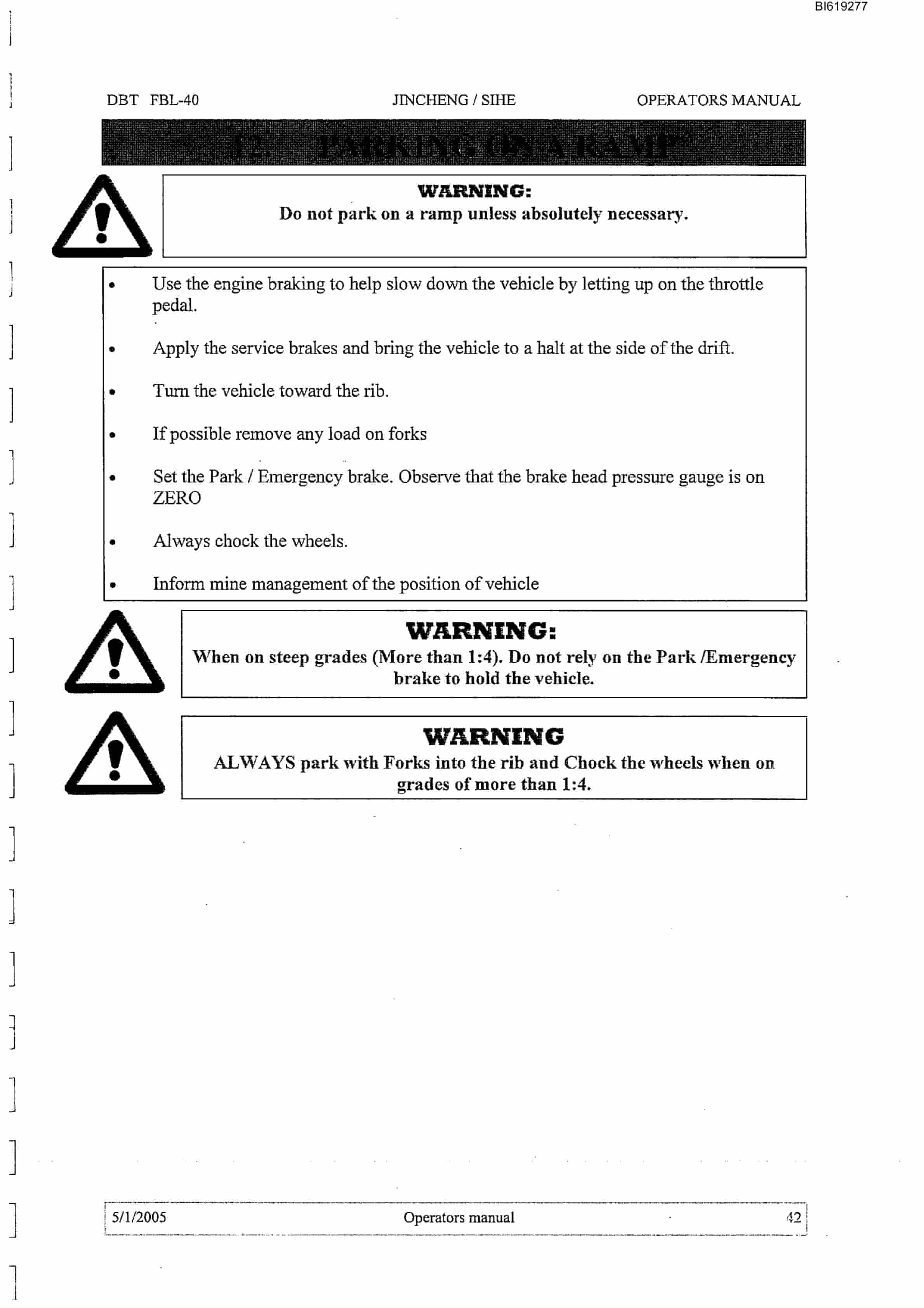 Bucyrus FBL-40 Shield Hauler Technical Manual BI619277-5