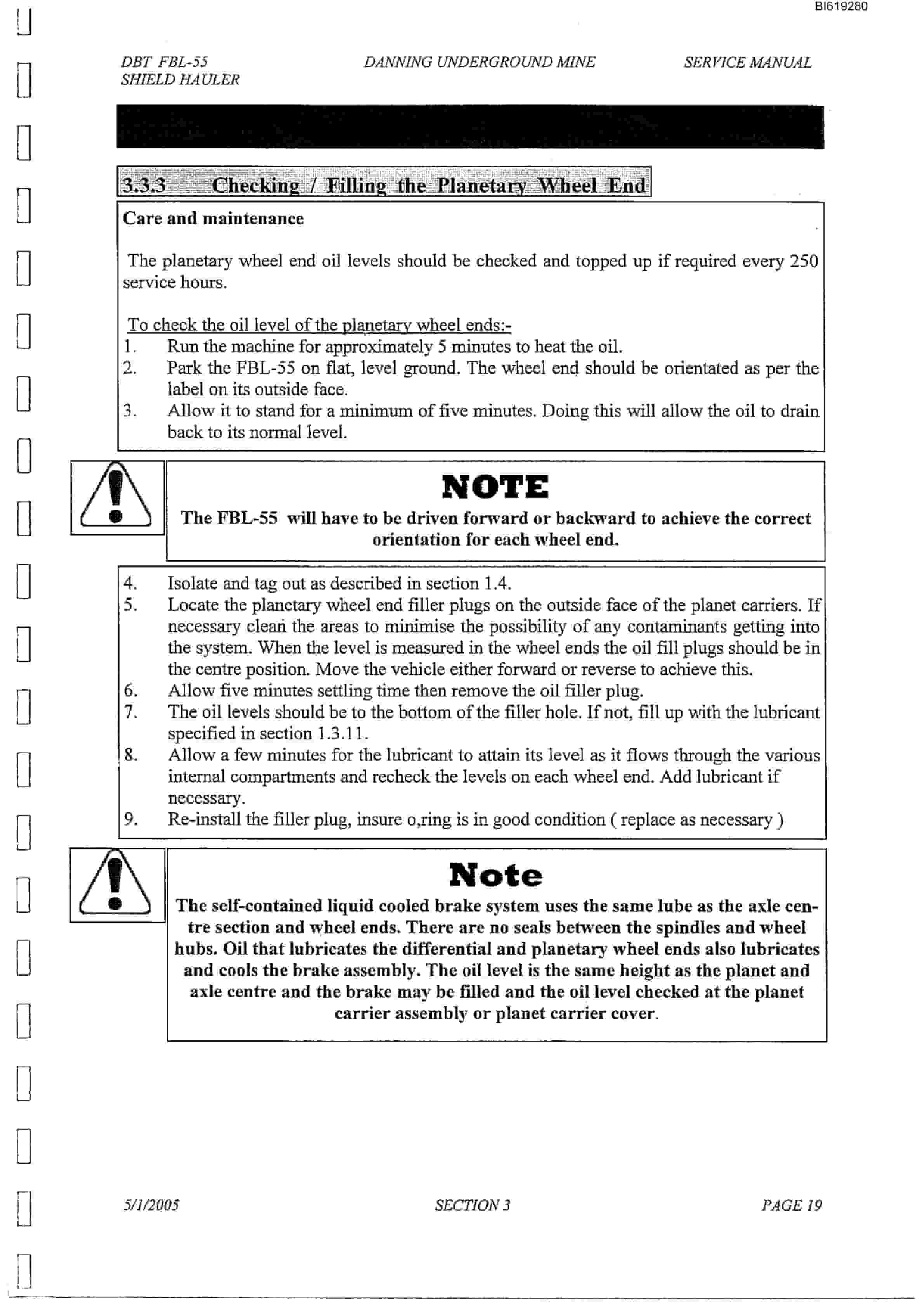 Bucyrus FBL-55 Shield Hauler Technical Manual BI619280-2