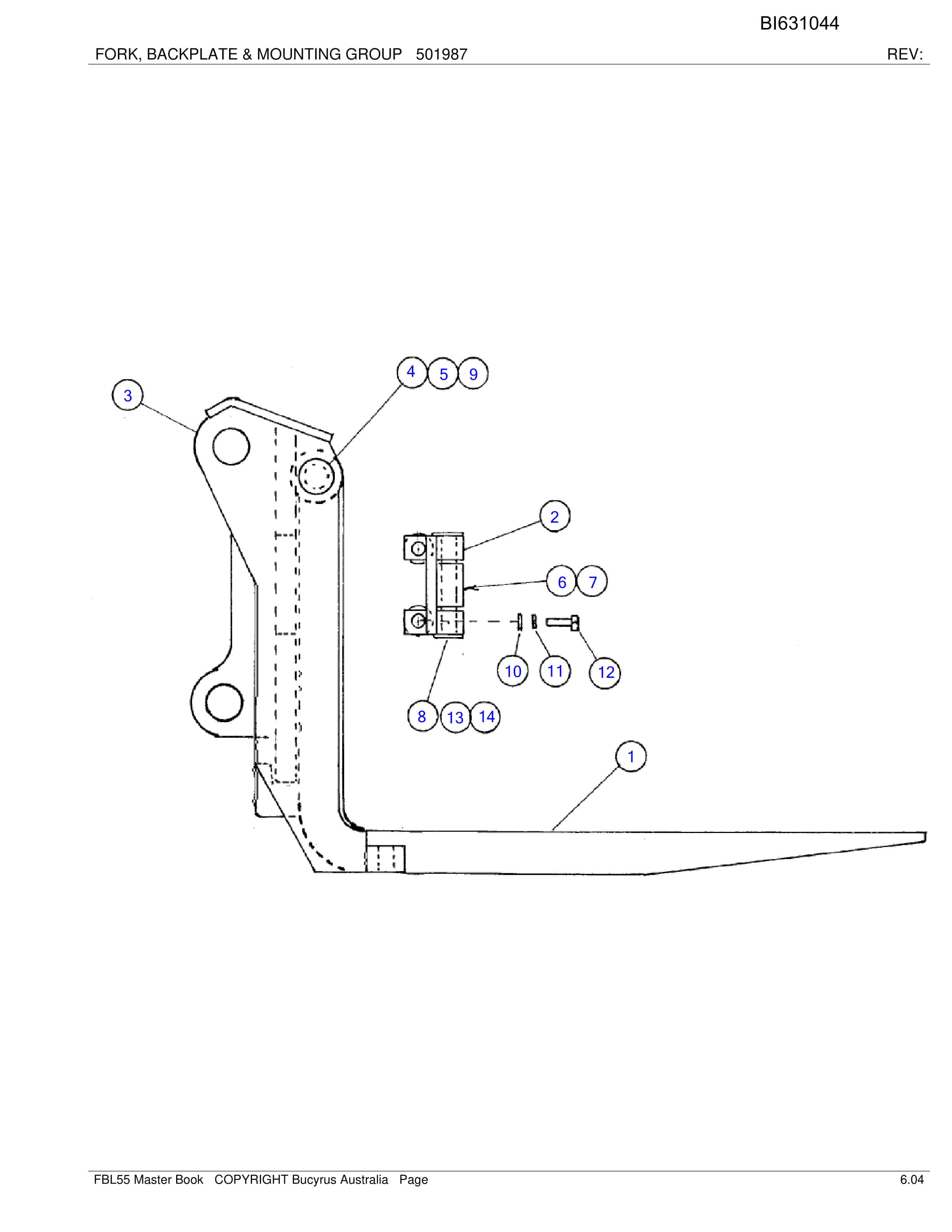 Bucyrus FBL55 Shield Hauler Parts Catalog BI631044-5