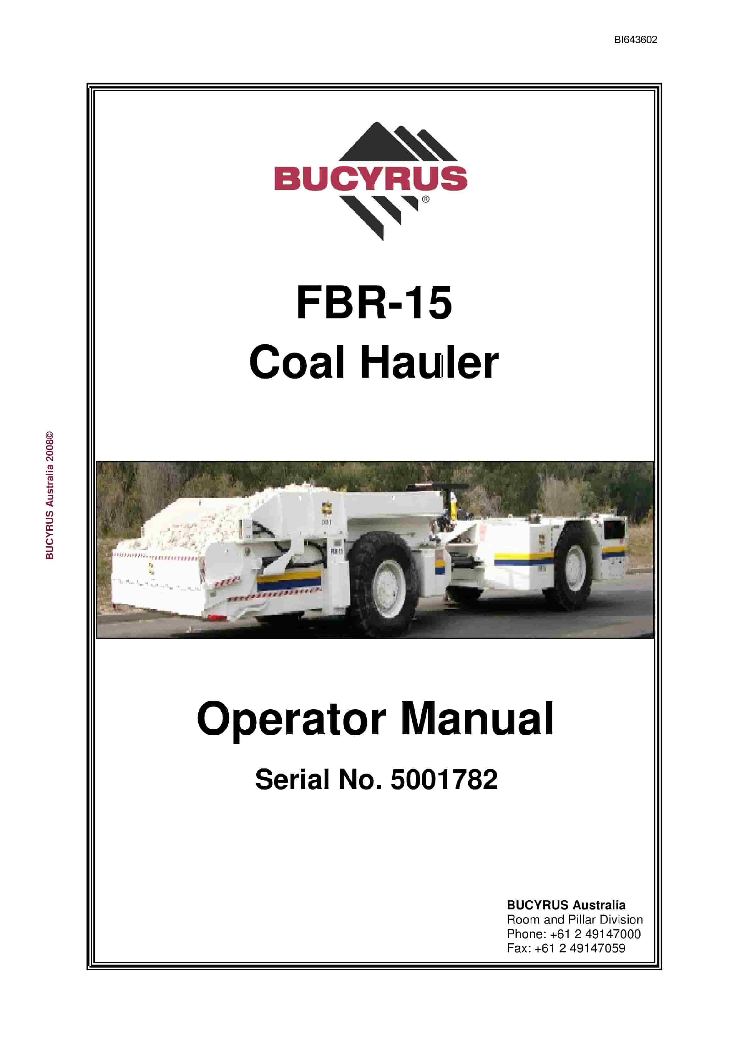 Bucyrus FBR-15 Coal Hauler Operator Manual BI643602