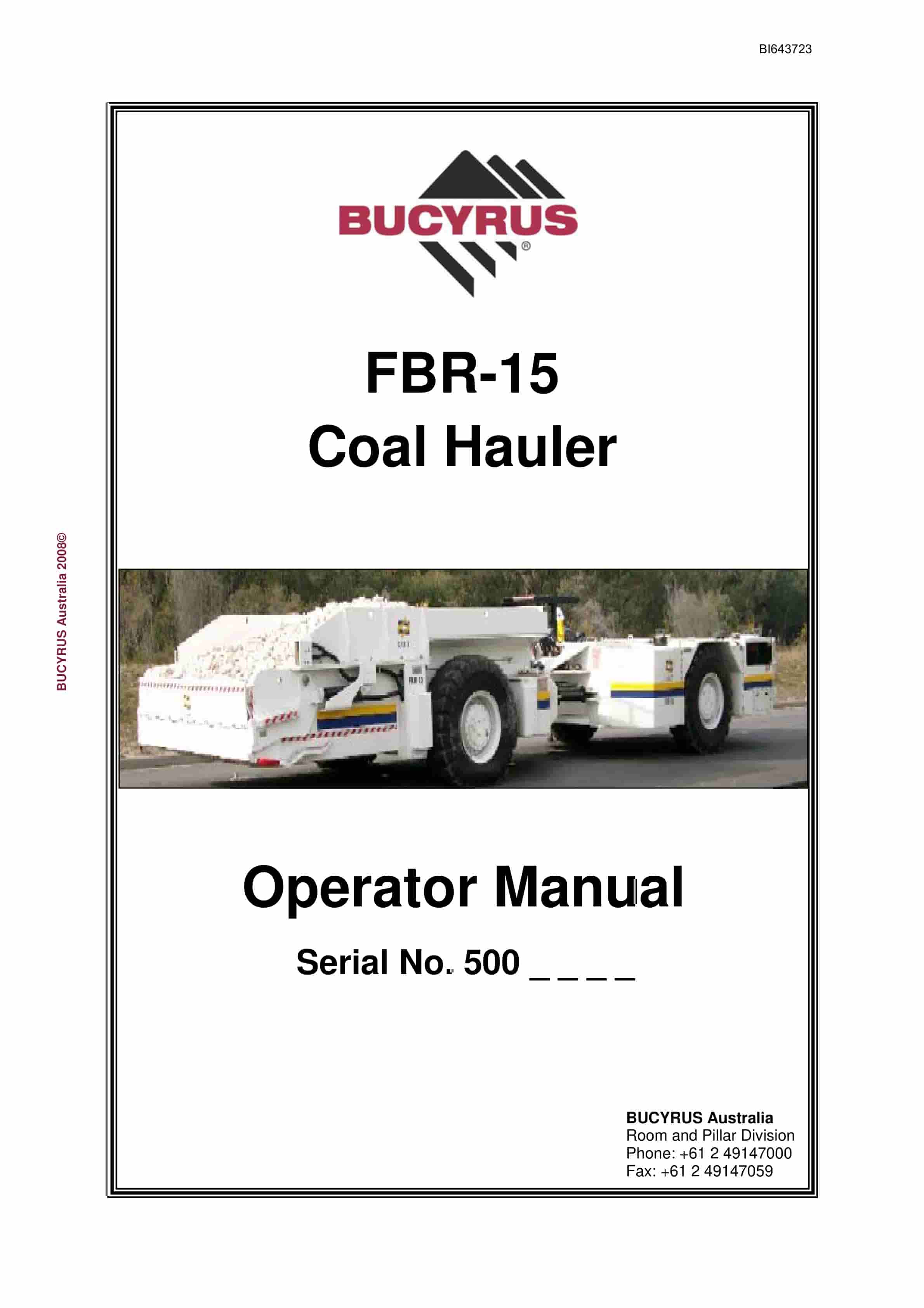 Bucyrus FBR-15 Coal Hauler Operator Manual BI643723