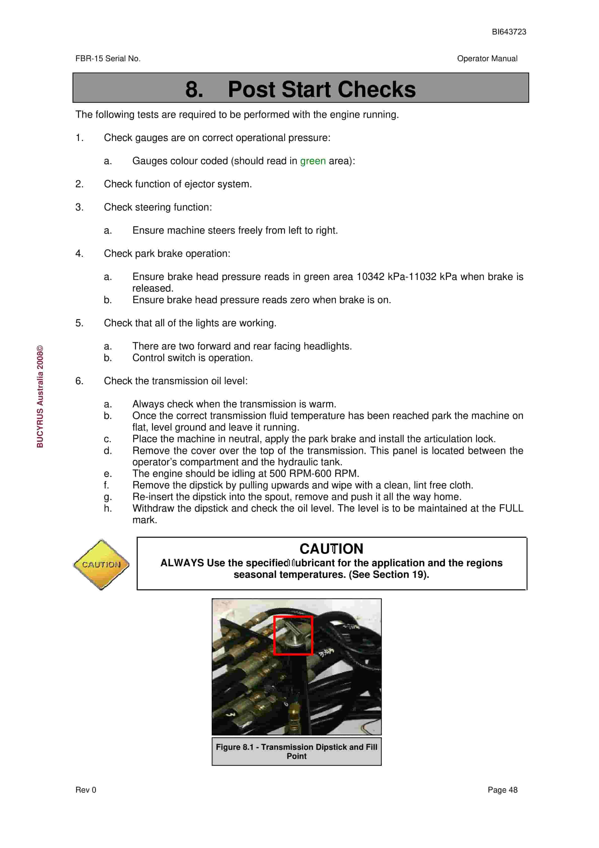 Bucyrus FBR-15 Coal Hauler Operator Manual BI643723-4
