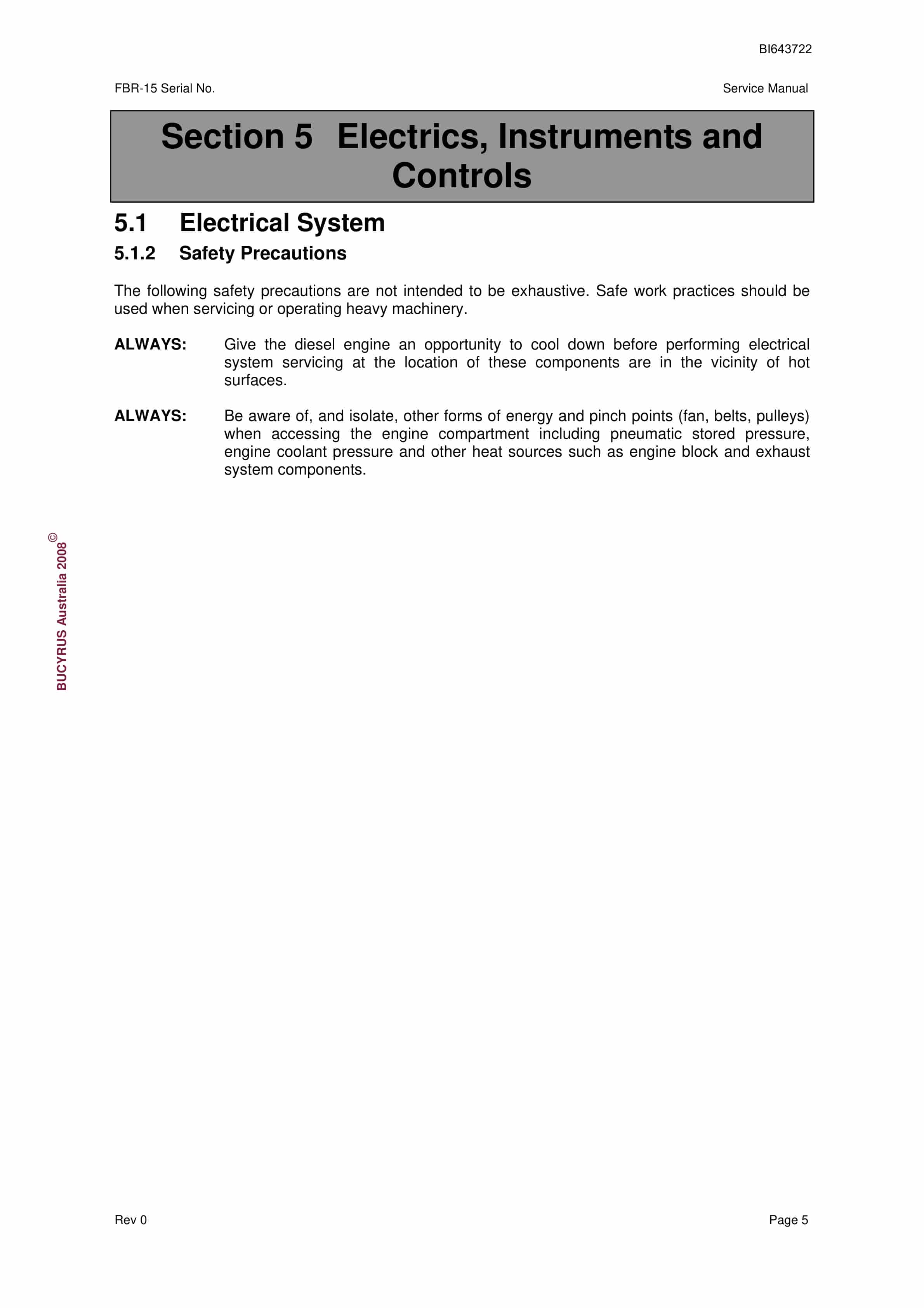 Bucyrus FBR-15 Coal Hauler Service Manual BI643722-5