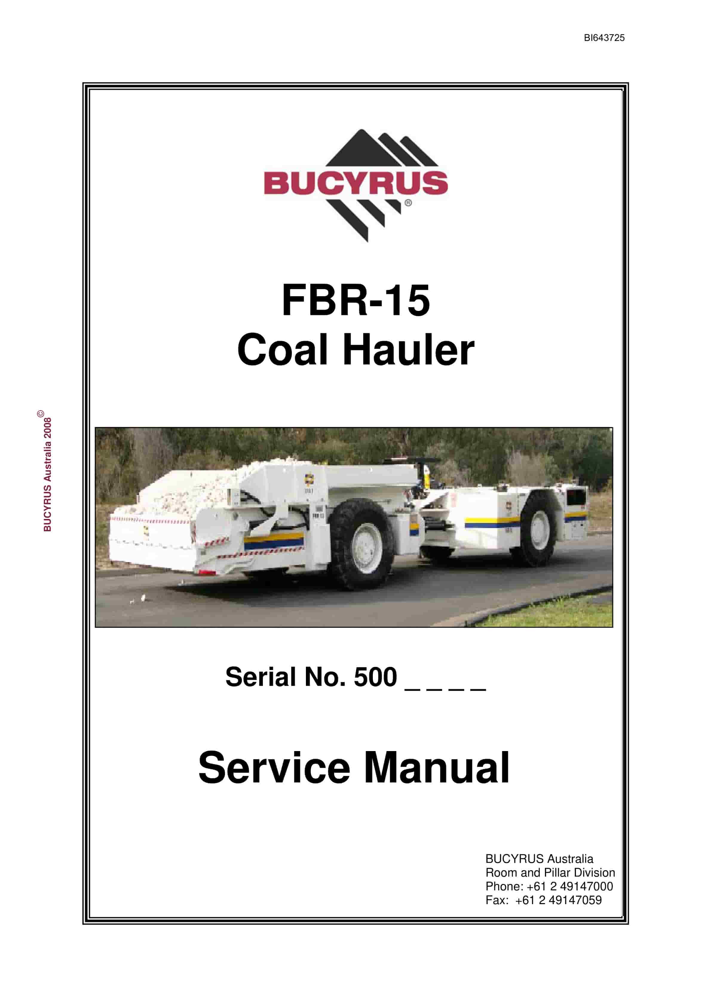 Bucyrus FBR-15 Coal Hauler Service Manual BI643725