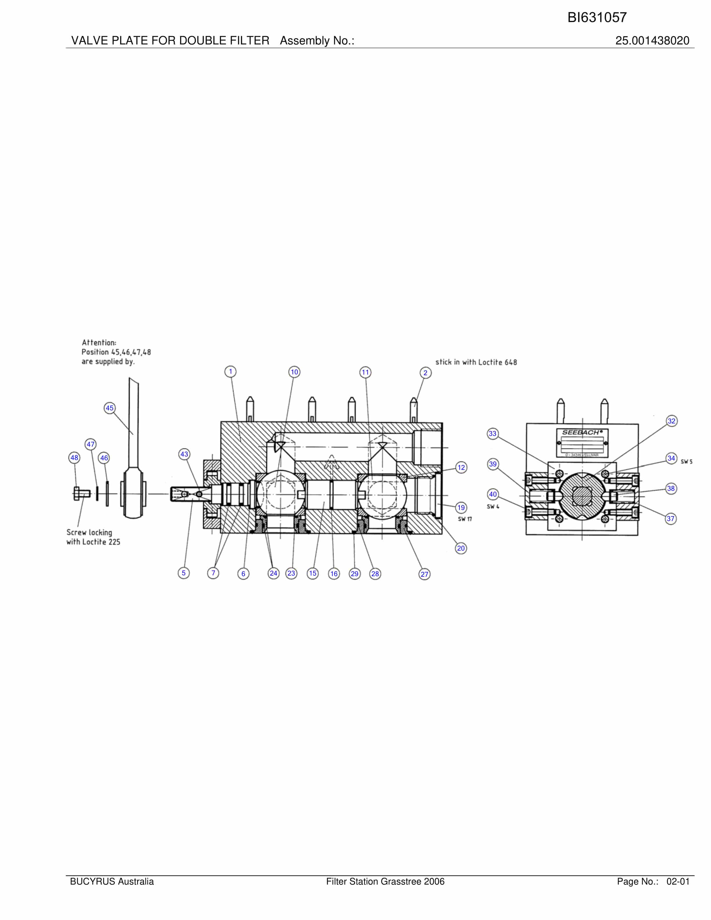 Bucyrus Filter Station Grasstree 2006 Parts Catalog BI631057-2